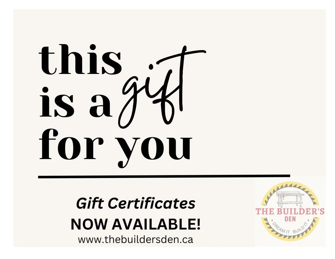 We have gift certificates available now for The Den!
You can give a gift certificate to use towards a class, membership, drop-in, birthday party, etc - for that family member or friend that doesn't need anything but would love to learn and create!

T