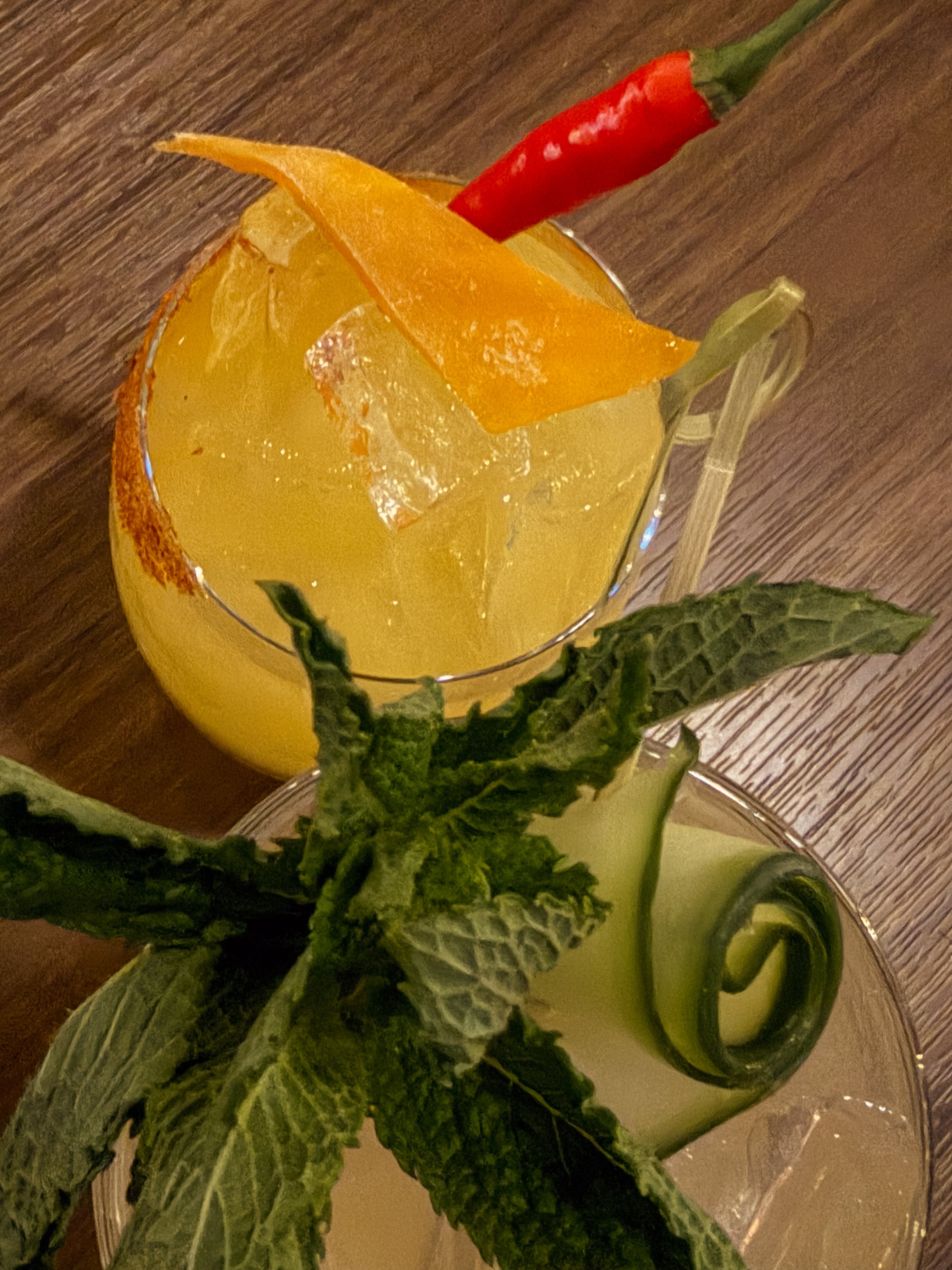 Artisan Cocktail with Cucumber and Mint Garnish.jpg