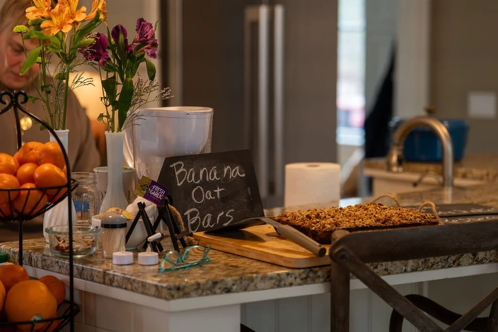 banana oat bars in the kitchen