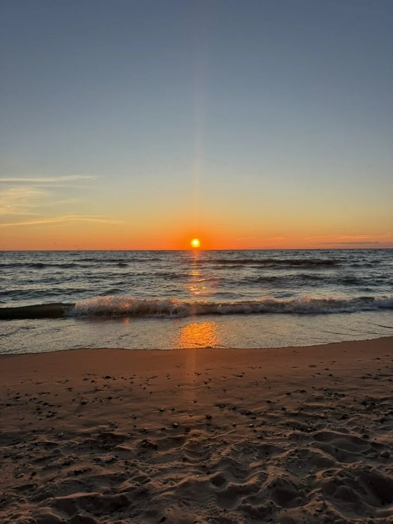 sunset ritual at Lake Michigan