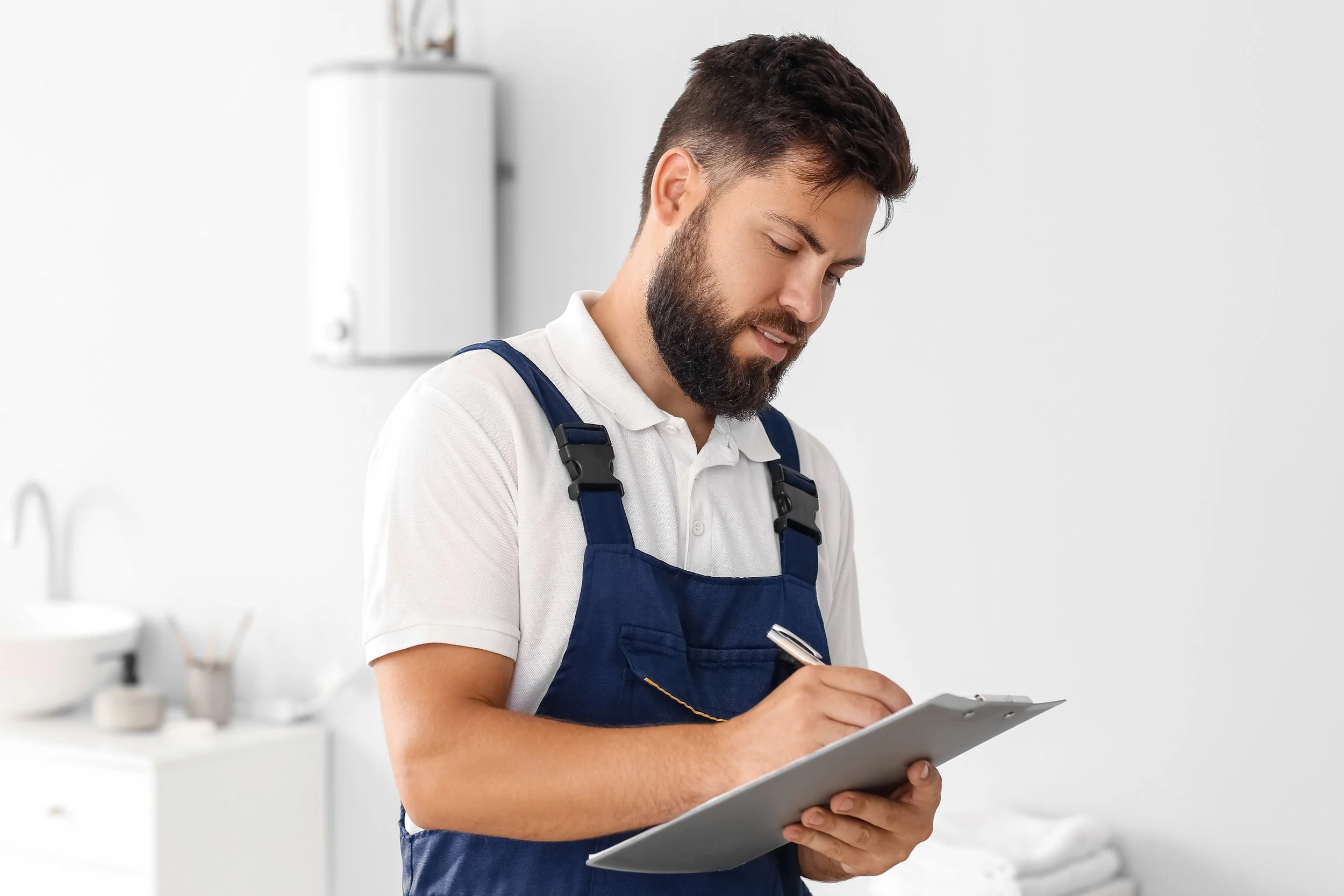 Plumber conducting a fixture audit