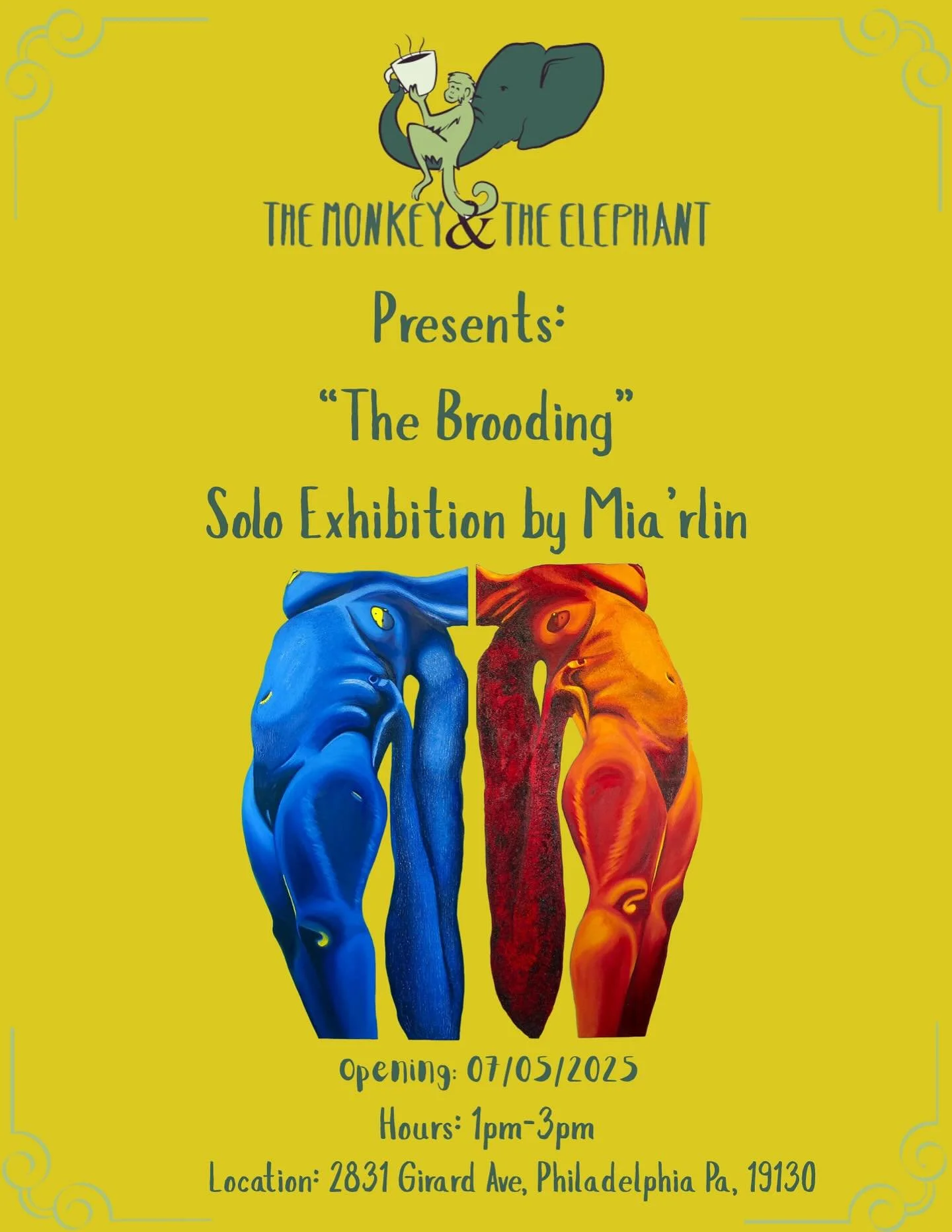 🎨✨ Art Opening: &ldquo;The Brooding&rdquo; by Mia&rsquo;Rlin aka Malayah Reynolds ✨🎨

We&rsquo;re thrilled to host Mia&rsquo;Rlin, a North Philly native and Carnegie Mellon artist, for her newest exhibition, The Brooding. 

Join us at the cafe for 