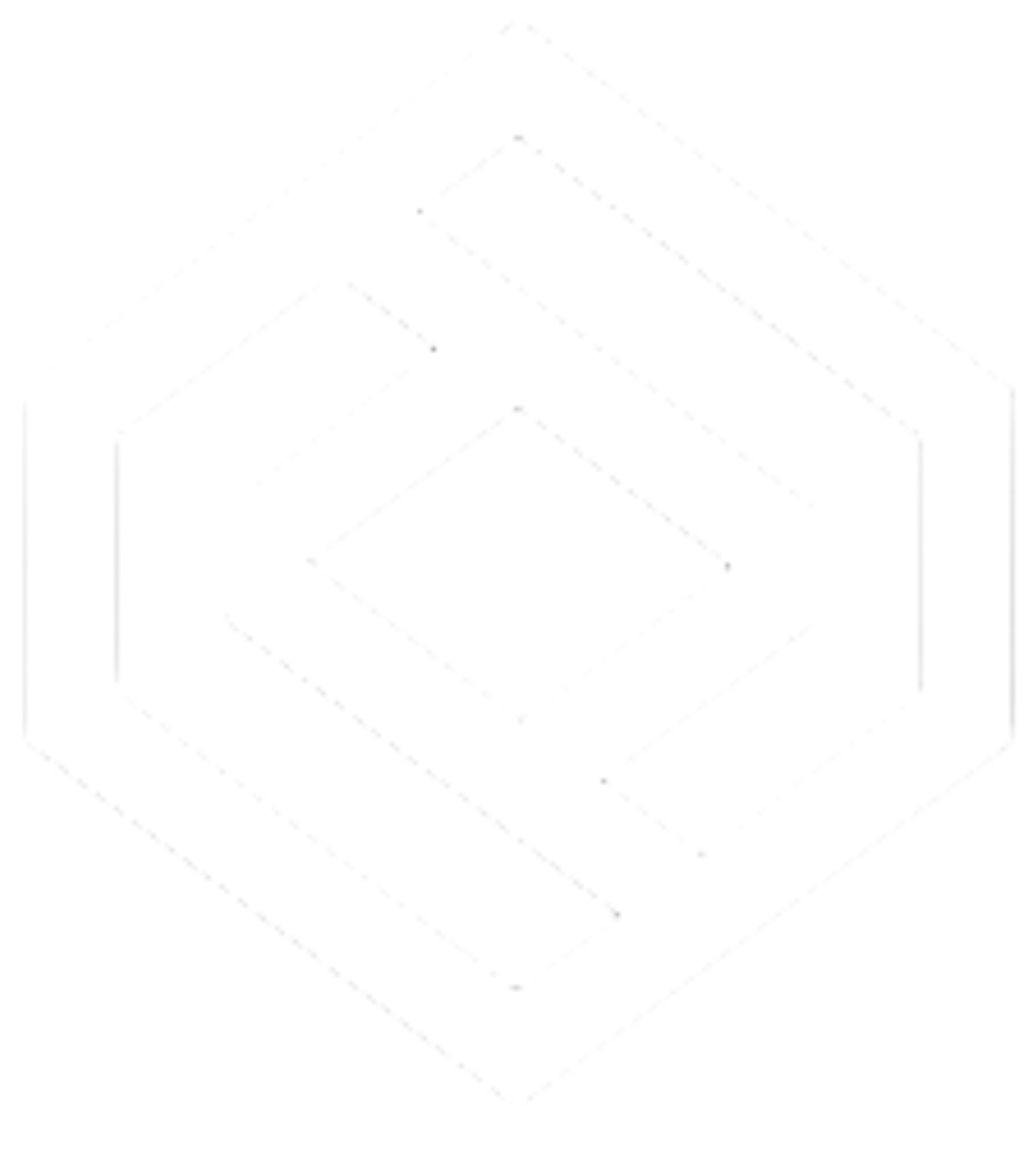 Black and white geometric isometric cube with layered pattern.