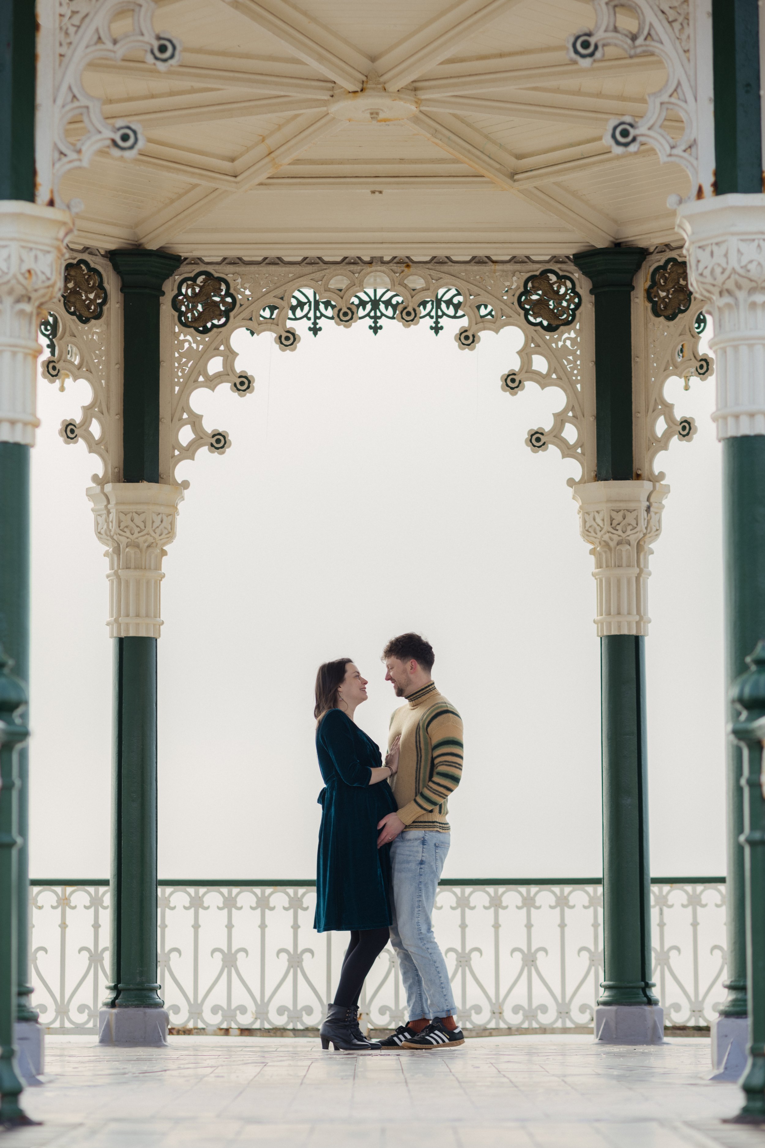 Bandstand pregnancy couple photoshoot in Brighton and Hove