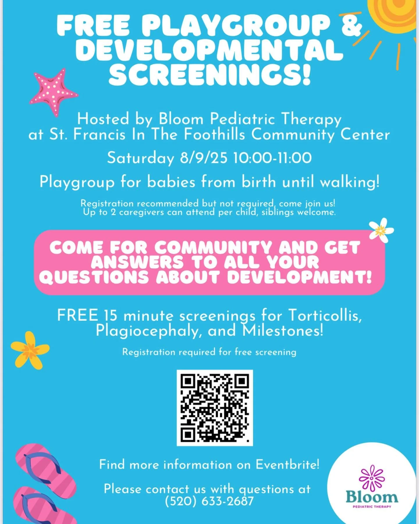 Come join me for a special Saturday playgroup! We will meet up as a community, have fun playing (in the AC,) and I will be available to share insights into infant development and how to help your baby thrive! 👶

Some common topics we have talk about