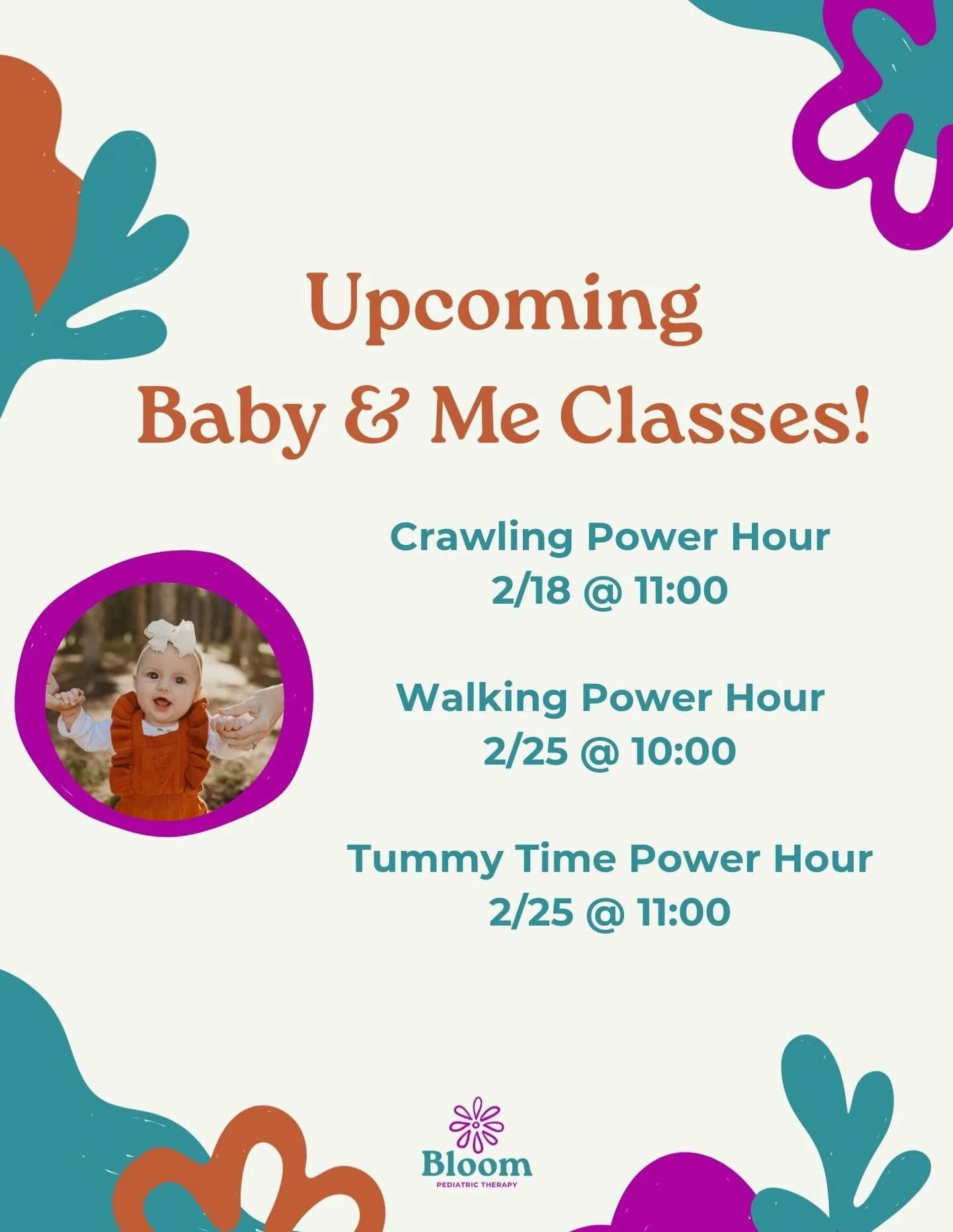 February classes are now open! Register at 🔗 in bio, spots are limited 👶

Each class is a one time Power Hour packed with information to help you understand how babies learn to move! You will leave with tangible tips from a pediatric PT to play wit