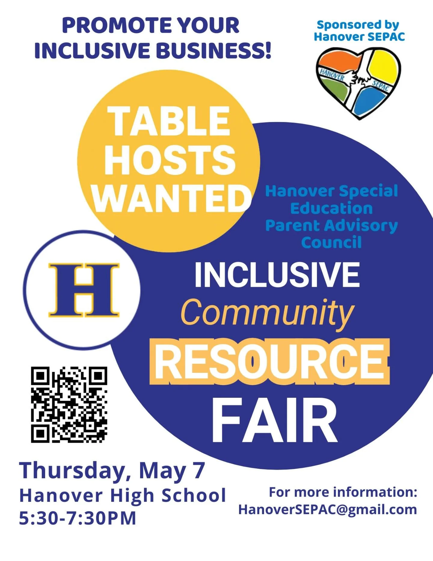 Hey neighbors! You know we&rsquo;re all about inclusion at Raising Harts, so of course we&rsquo;ll have a table at Hanover SEPAC&rsquo;s upcoming Inclusive Resource Fair. Grab your table or come visit us and get a few extra resources in your toolbelt