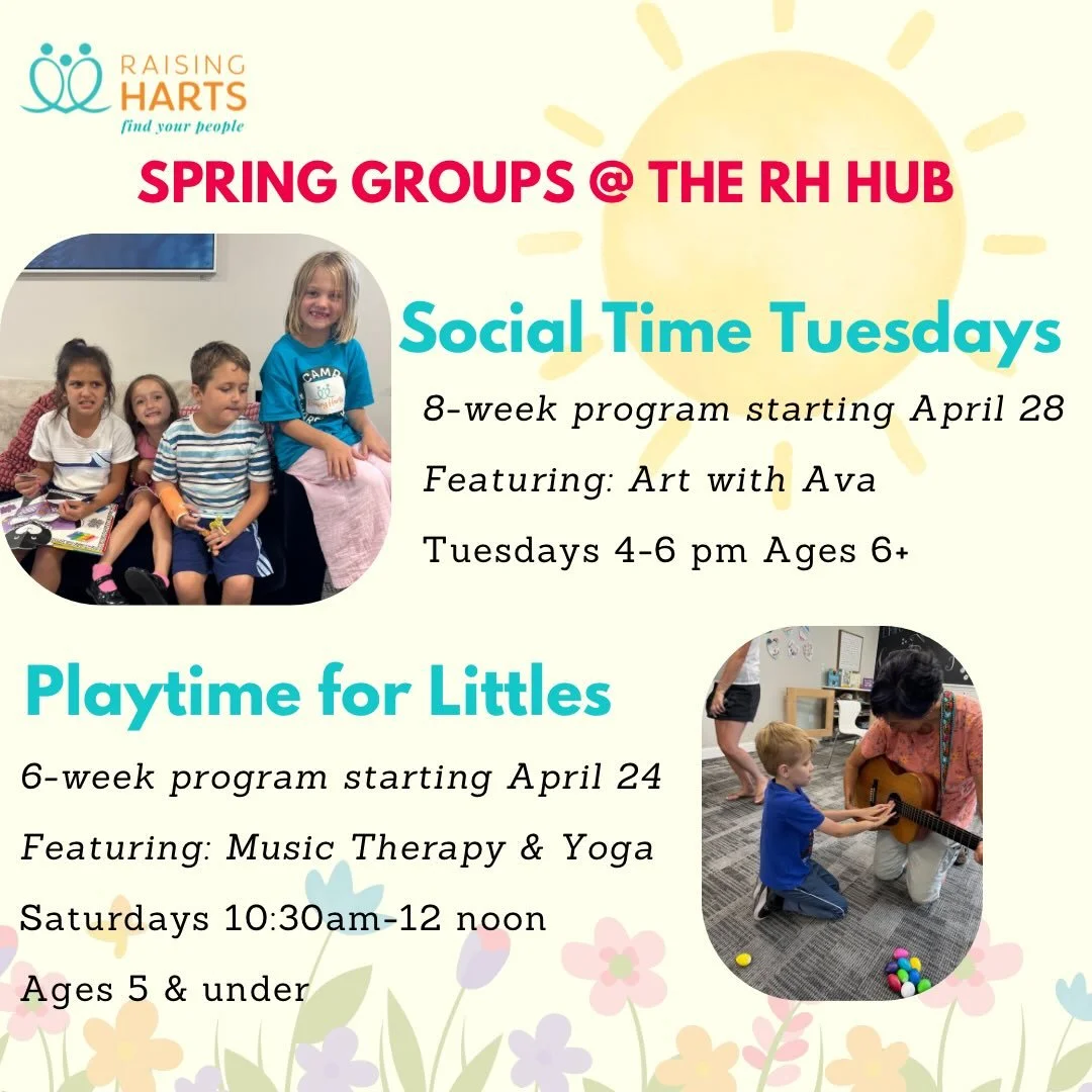 We still have a few spots left in our upcoming spring groups!

For our older kids, Tuesdays bring creative art projects and relaxed opportunities to connect with peers.
https://pci.jotform.com/form/260735321082147

For our littles, we&rsquo;re offeri