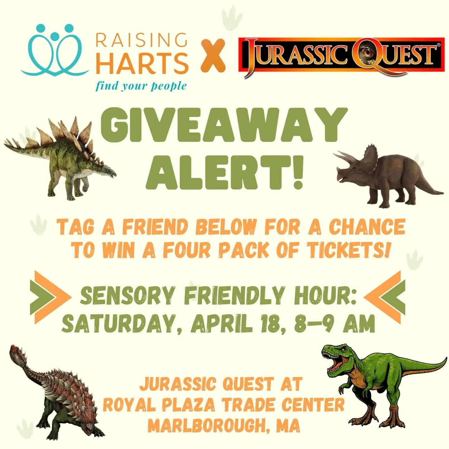 If you&rsquo;ve got a dino fan at home, you probably already know Jurassic Quest is coming to Marlborough, MA. They&rsquo;re also offering a sensory‑friendly hour from 8&ndash;9am this Saturday (4/18) to make sure every family can enjoy the fun. 

Fo