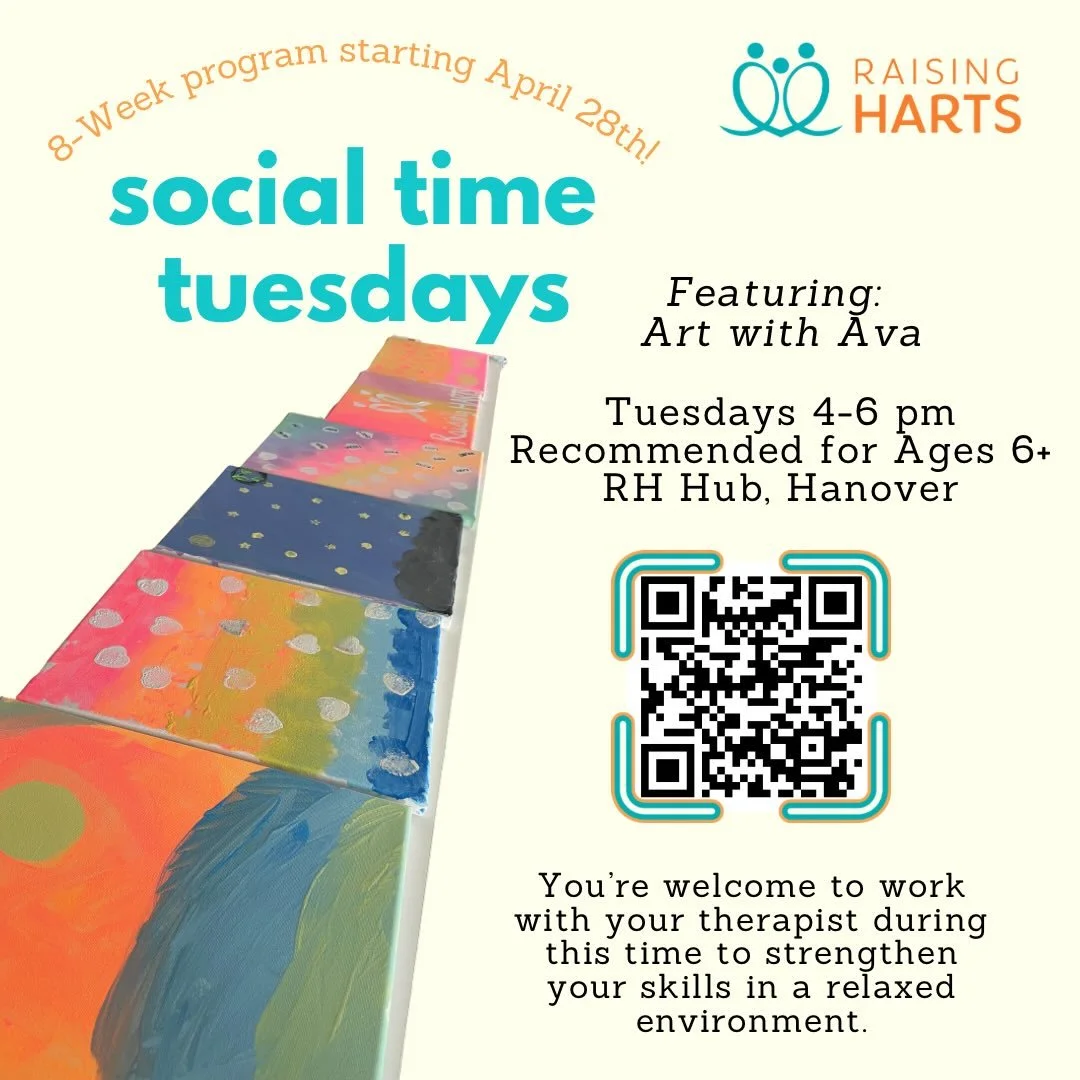 Last call to join our Spring Social Time Tuesdays! 🌼
We kick off next Tuesday, the 28th at 4pm. 

This 8‑week program offers a safe, supportive space for community engagement alongside your current therapist, plus creative time in Art with Ava. Sibl