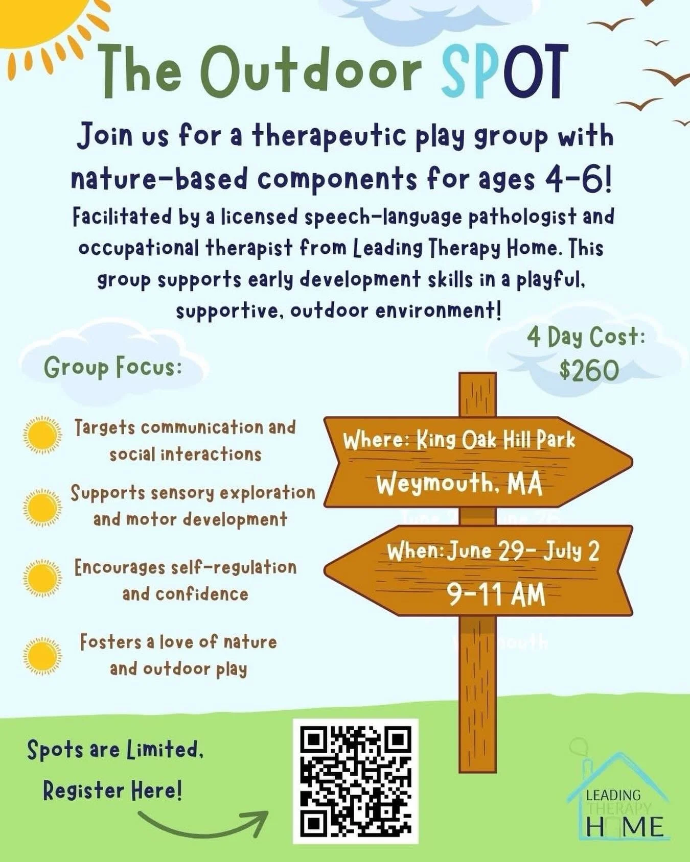 Our good friends @leadingtherapyhome still have a few spots left in their Outdoor Spot. Now&rsquo;s the moment to jump in! 

Follow the QR code or register at: https://form.jotform.com/251127155532147

#LeadingTherapyHome #SupportLocalOrganizations #