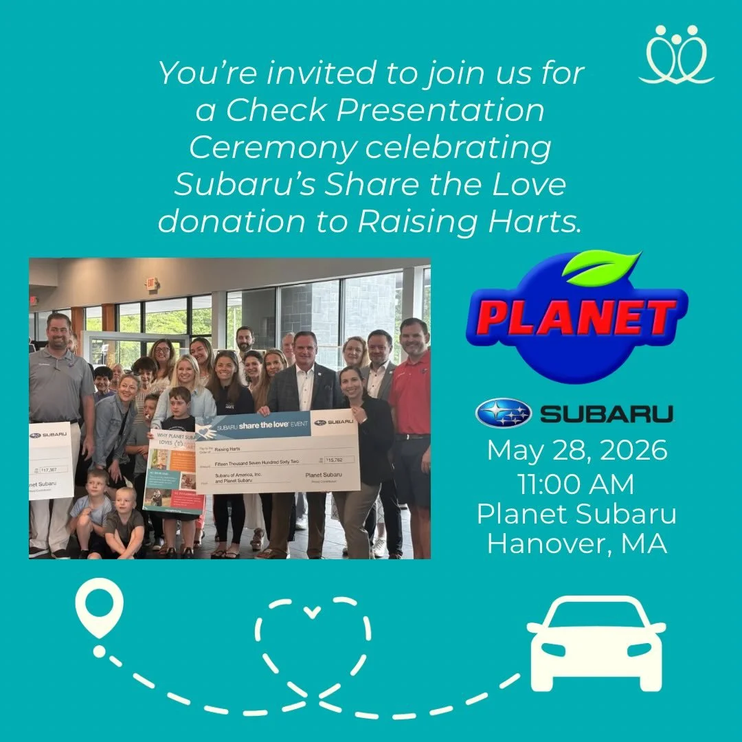 Hey RH Village! On Thursday, May 28th at 11 AM, Planet Subaru will present their Share the Love donation to Raising Harts during a short check presentation. If you&rsquo;d like to join us, please email Sophia@raisingharts.org! 

Special thanks to @pl