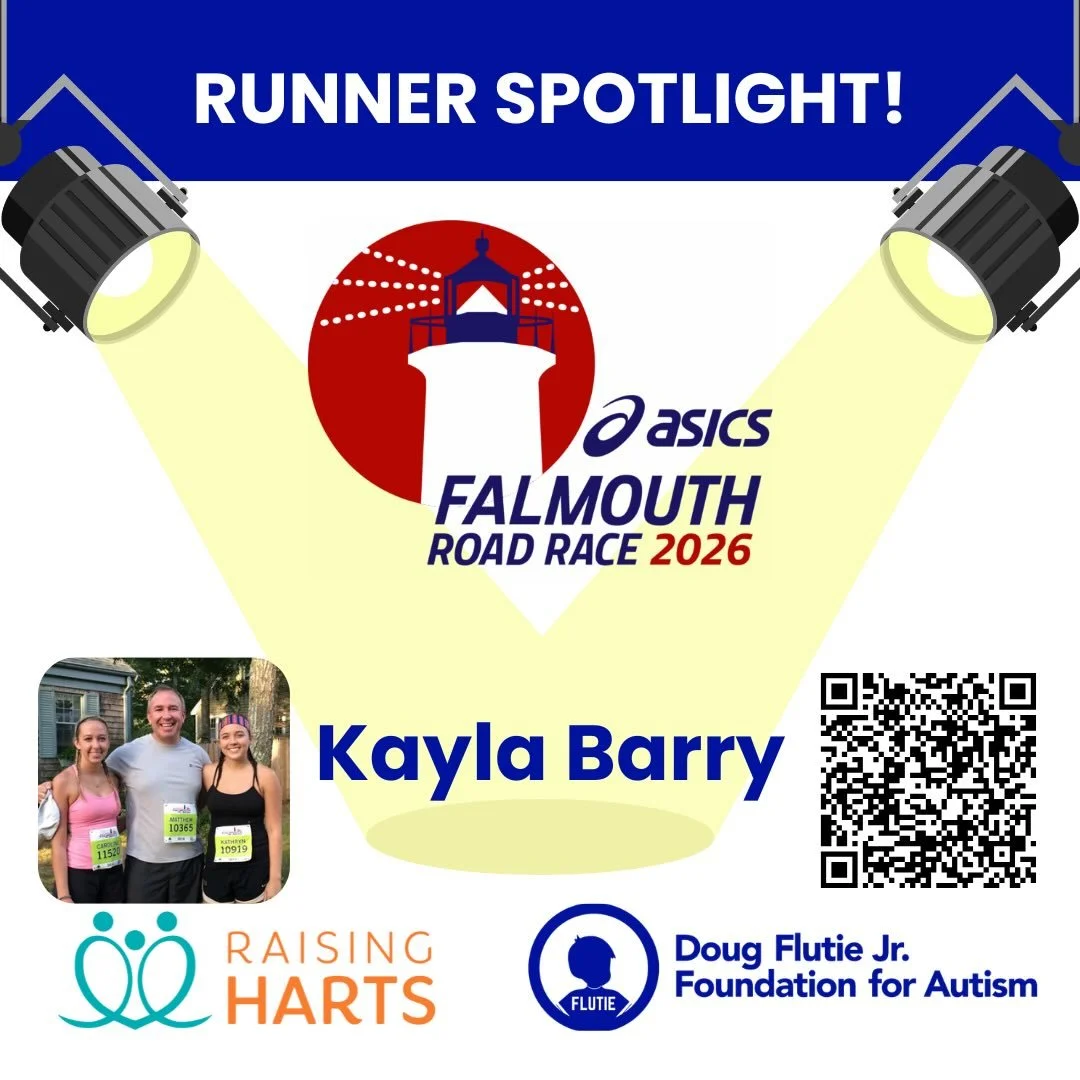 We have 4 amazing runners running with the Doug Flutie Jr. Foundation for Autism in support of autism resources and programming, including Raising Harts!First up for our runner spotlight is Kayla! 

Follow the QR code or head to https://raceroster.co
