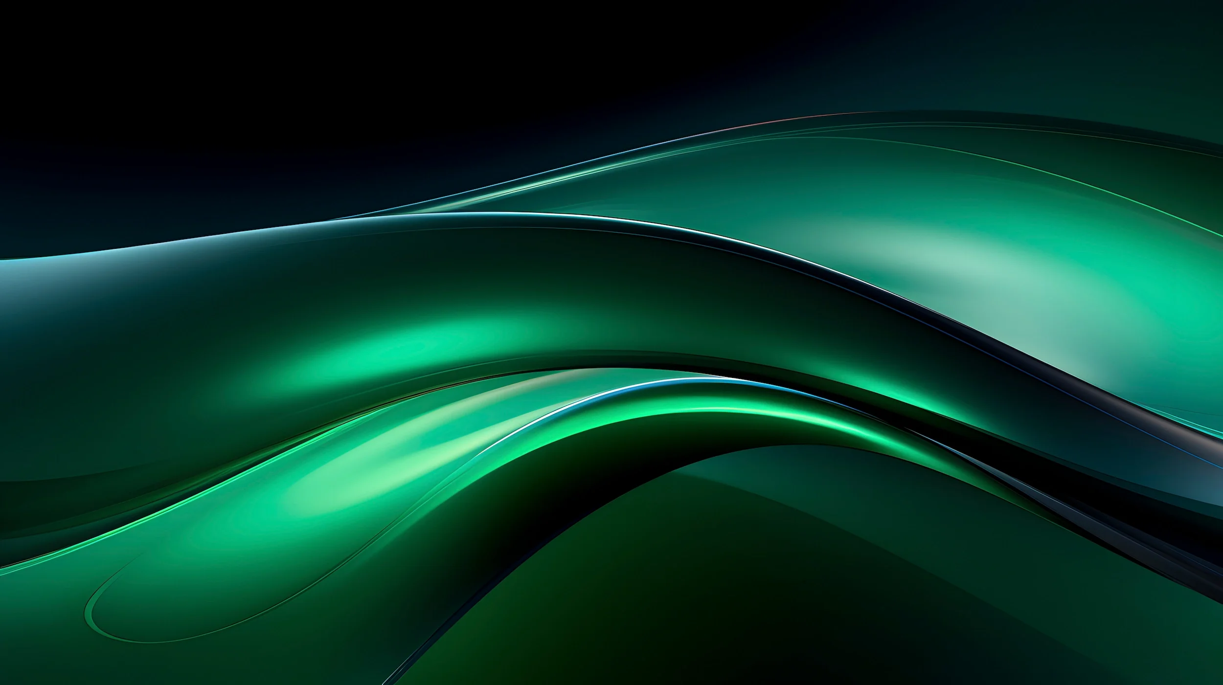 Abstract flowing green waves evoking the first-of-a-kind stage of the deep tech lab-to-market journey