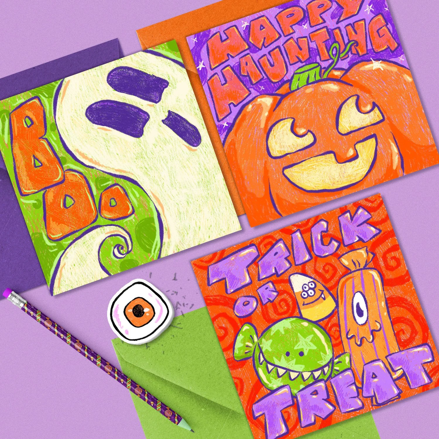 Halloween Greeting Cards Mockup