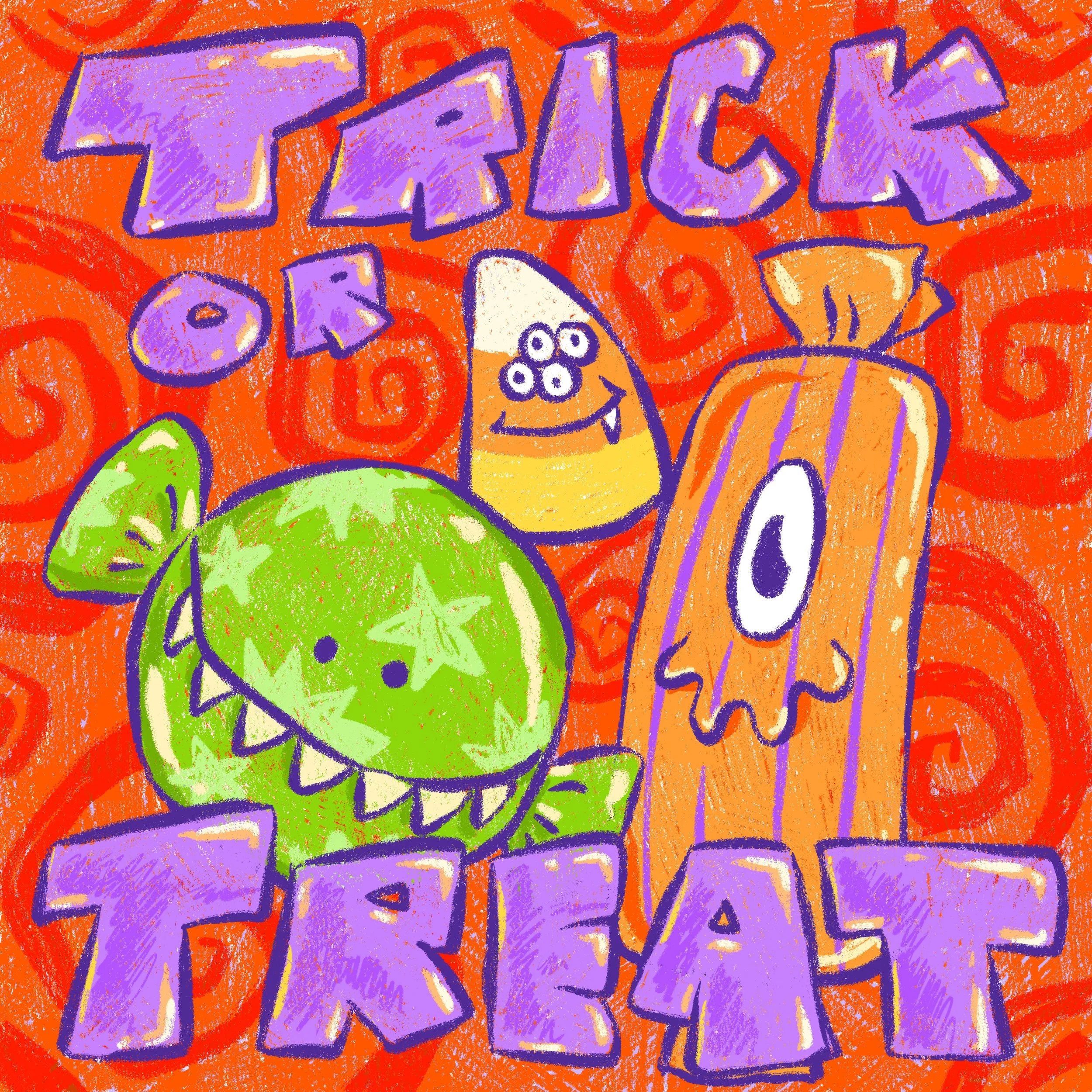 Trick or Treat Candy Creatures Hero Illustration