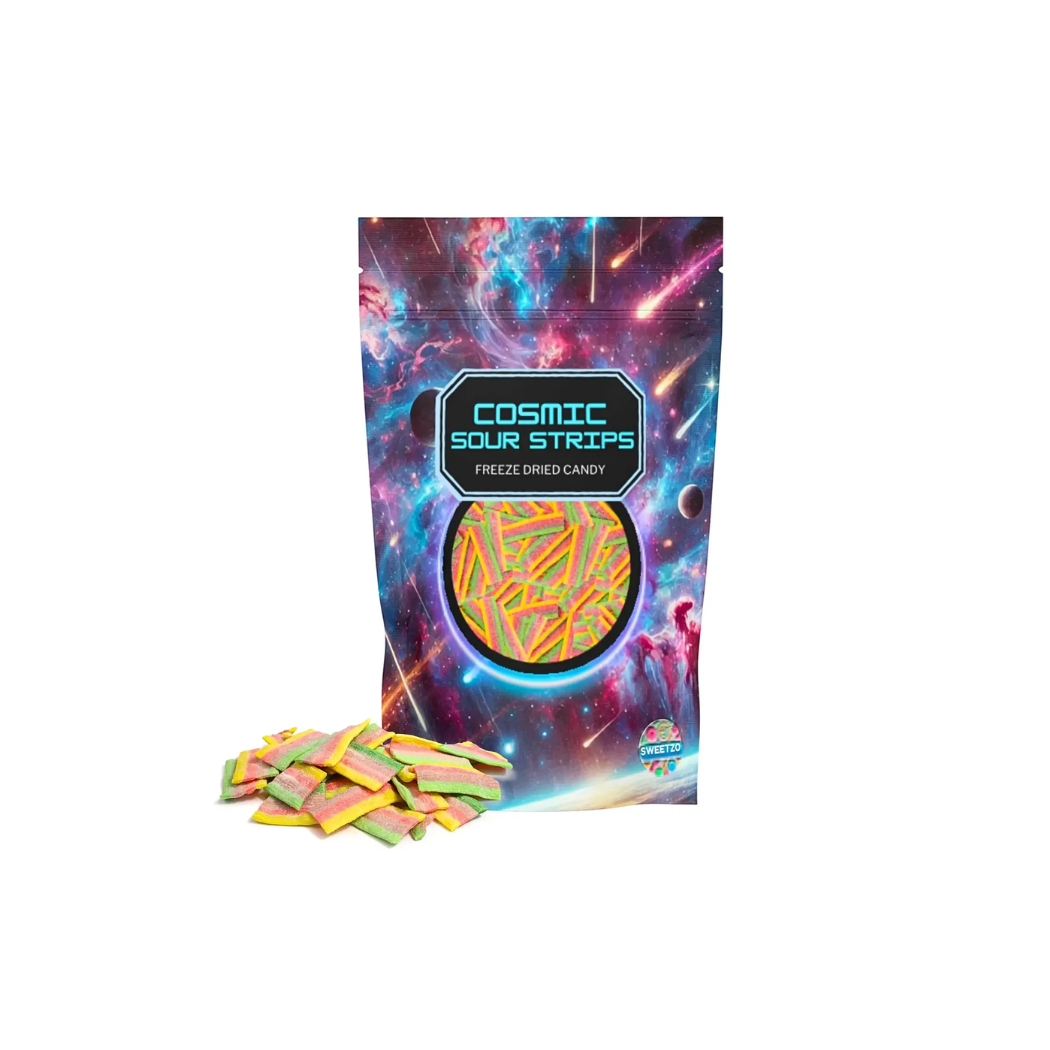 colorful crunchy freeze-dried sour belt candy pieces 