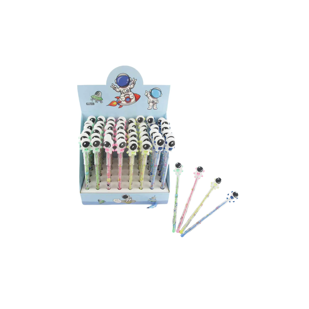 colorful astronaut-themed stackable pencil with interchangeable lead sections 