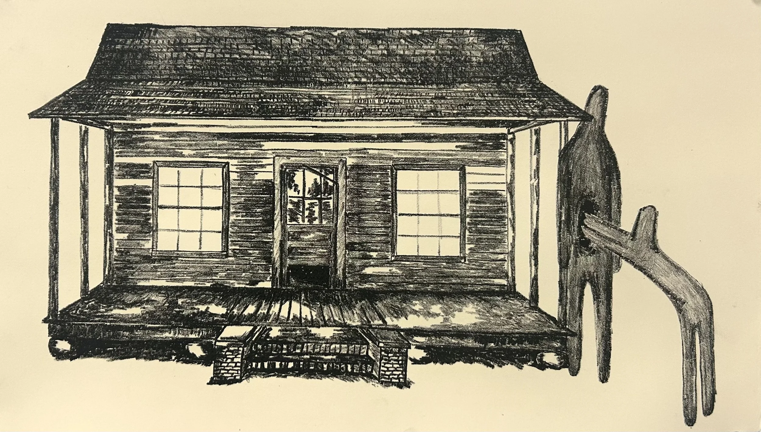 "Untitled", stone lithography on cream Rives BFK, 6" x 16", 2023