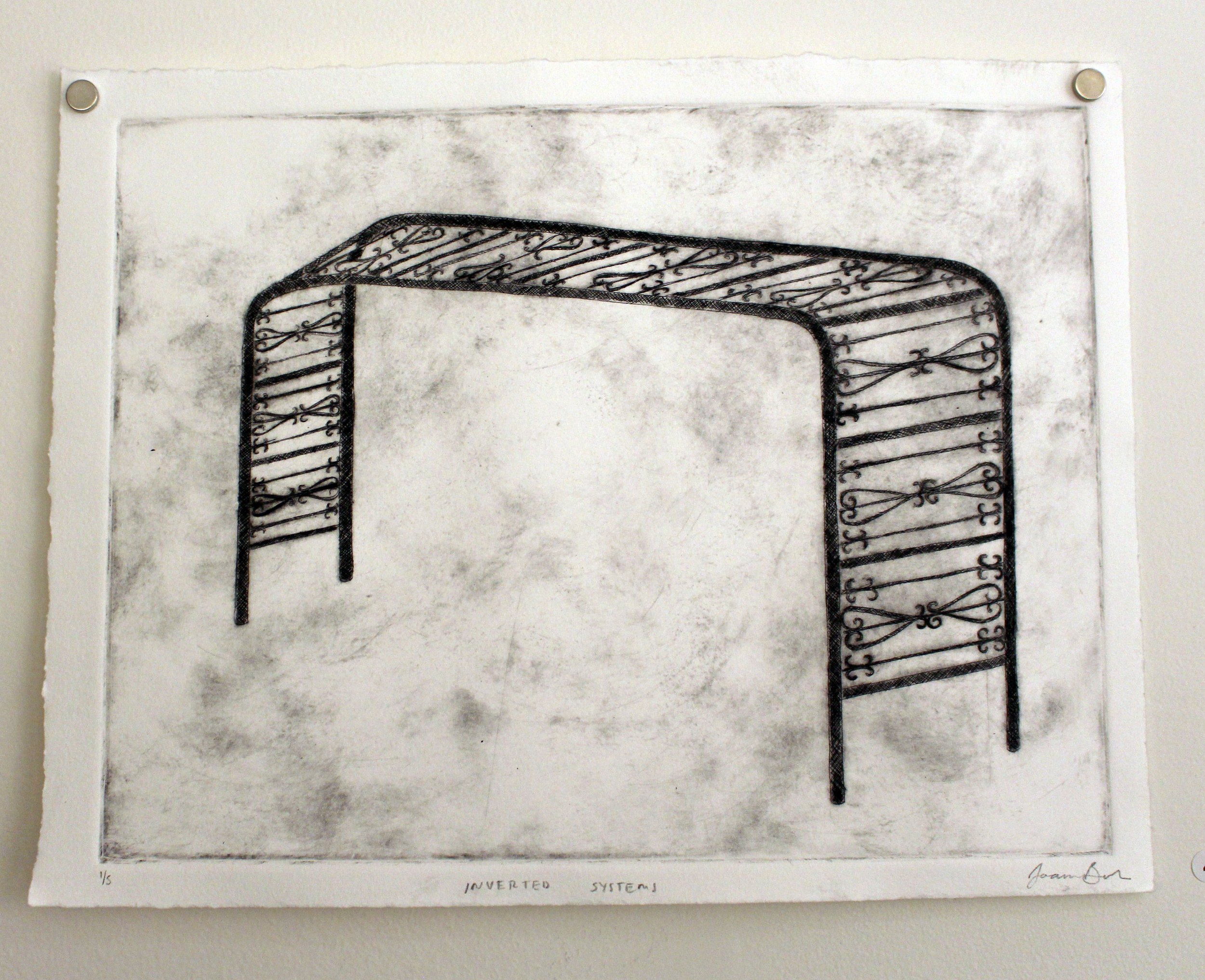 "Inverted Systems of Relation", drypoint on plexiglass, 8" x 12", 2026