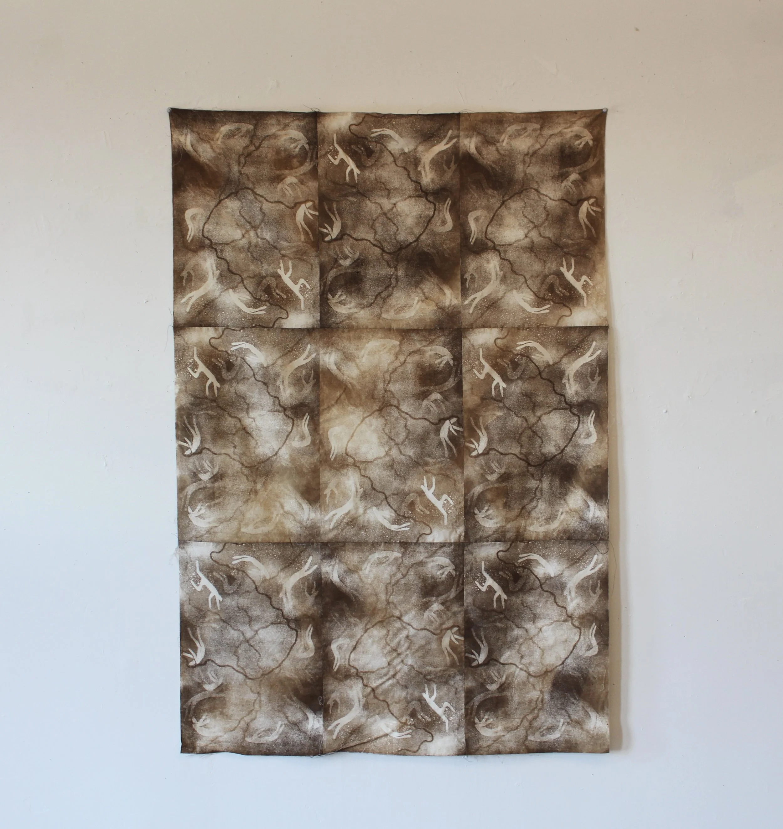 "Dust", color etching & aquatint on muslin, 54" x 36", 2022 
