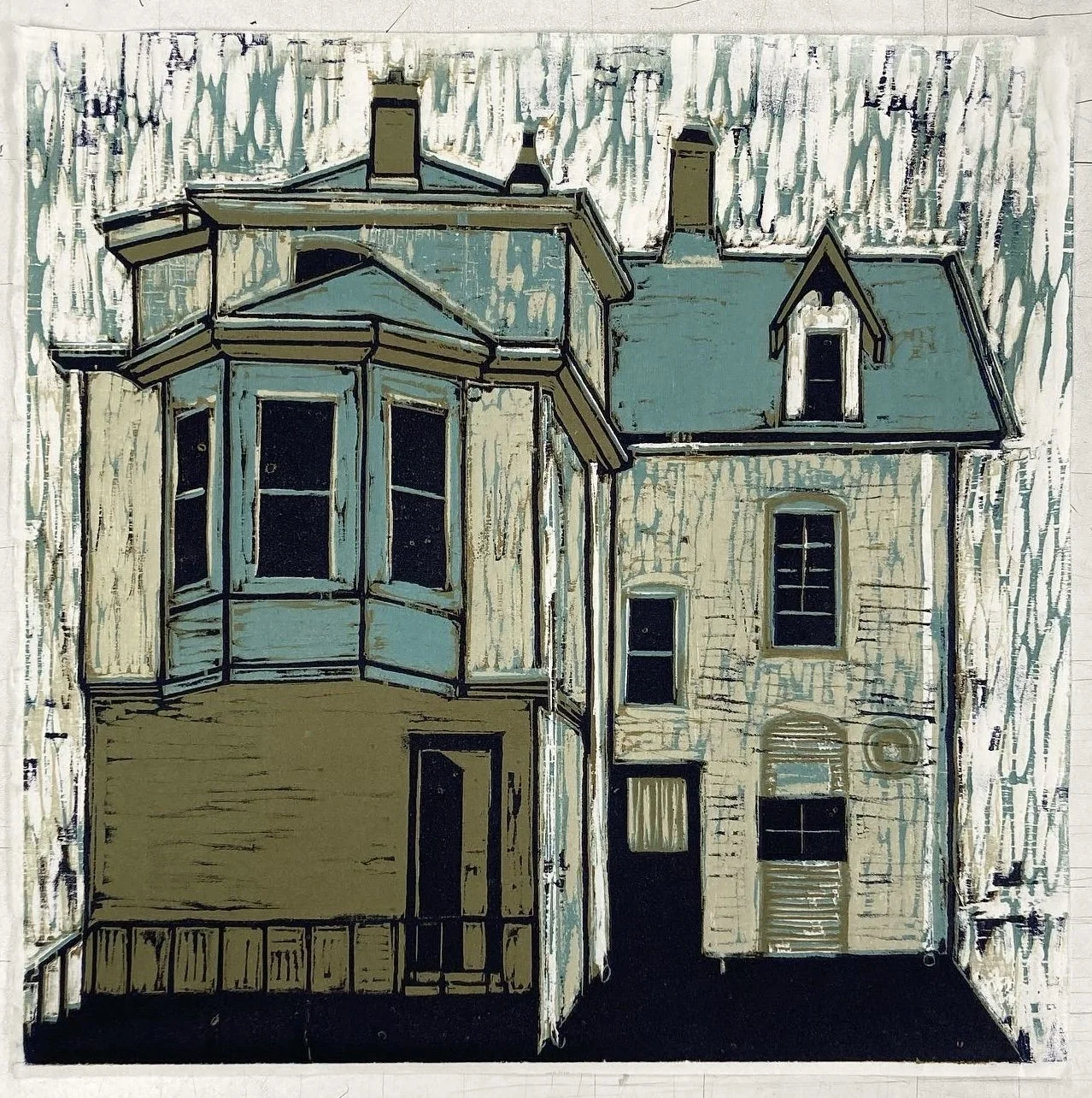 "Woodford", color woodcut on mulberry, 12" x 12", 2022
