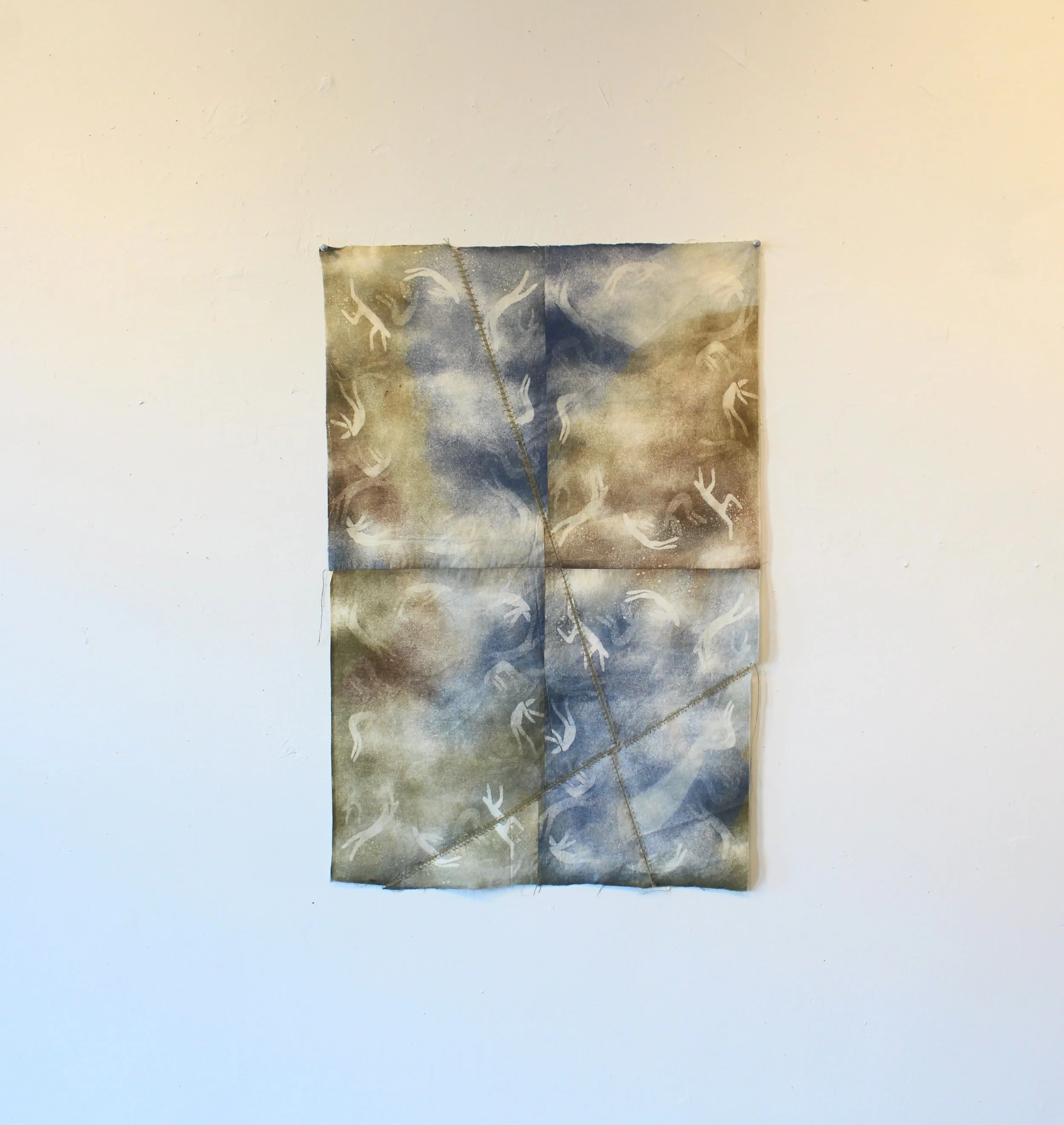 "Untitled", etching & aquatint on muslin, embroidery, 36" x 24", 2022