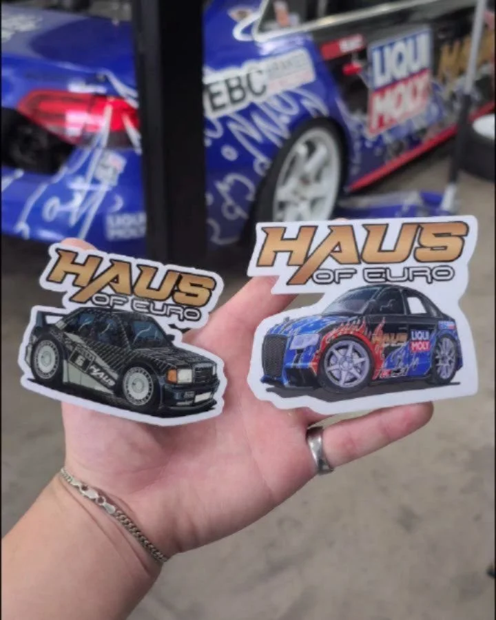 📢 Our Limited Edition Haus of Euro stickers are fully restocked, and we&rsquo;ve added a brand new member to the family. We'd like to introduce you to our 190e EVO 1 track build sticker. 👀🤘

Only $2 each! Stop by the Haus, DM us, or catch us at @s