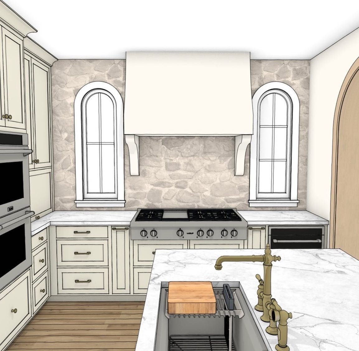 From a 2D plan to a rendered visual. It&rsquo;s the backsplash for me #MVDC #interiordesign #kitchendesign #designer #toronto