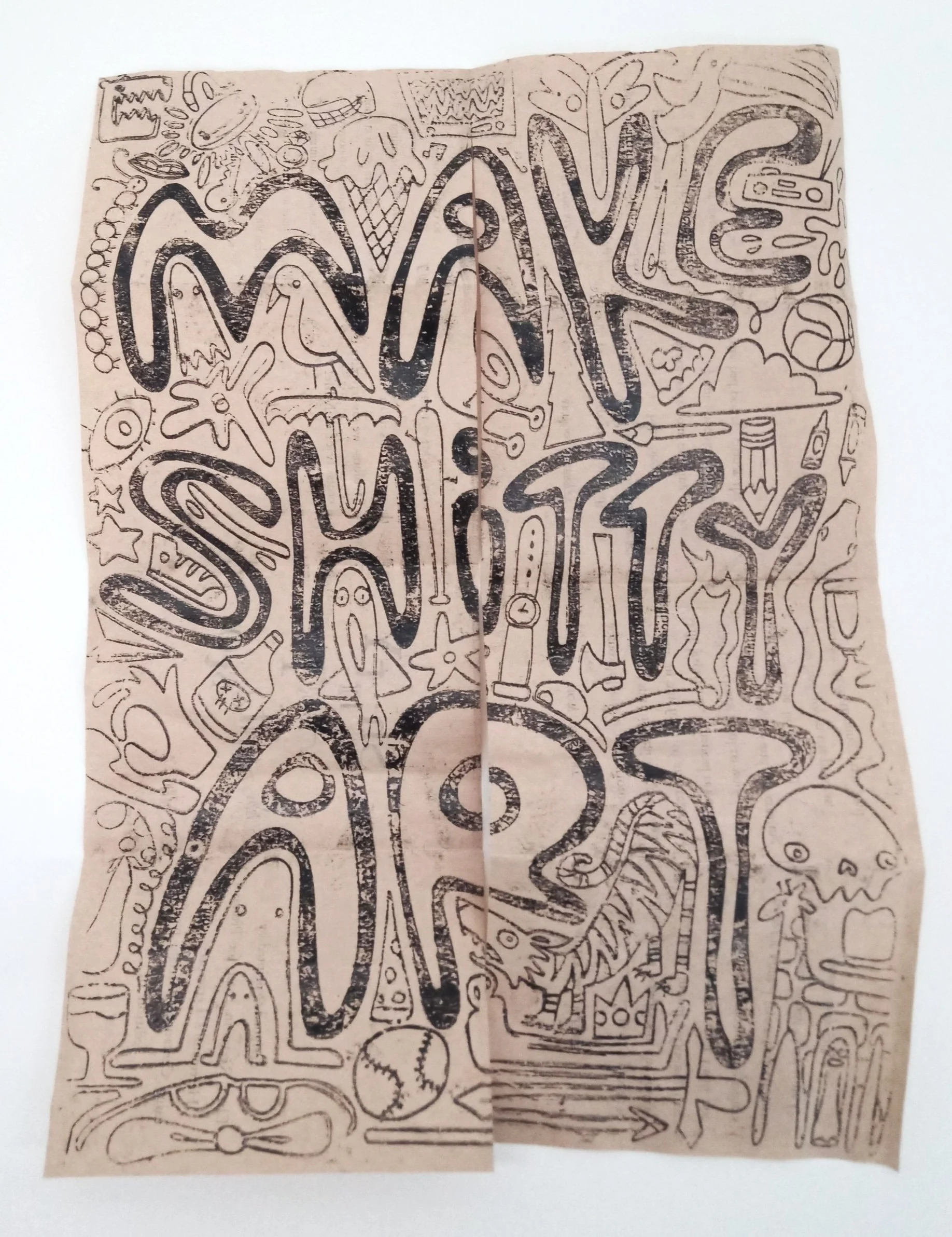 Shitty Art Manifesto 4, Woodblock print