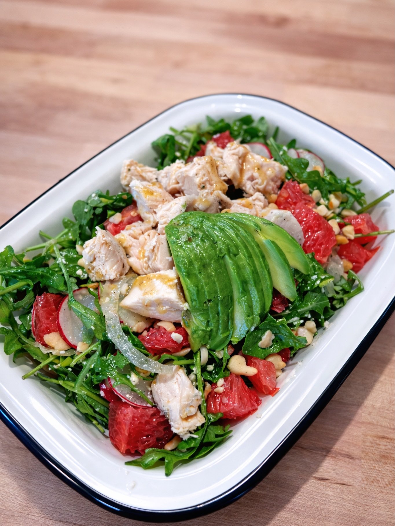 Fresh, bright, and new at The Board 🥗

Citrus &amp; Macadamia &mdash; arugula, grapefruit, fennel, radish, macadamia nuts, feta, and champagne vinaigrette.