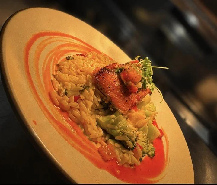 Craving something fresh and flavorful? Try our Salmon with Sauce Vierge&mdash;perfectly roasted salmon topped with a classic tomato and herb sauce vierge, served over lemon butter orzo. Book your table on Resy today! https://resy.com/cities/san-franc