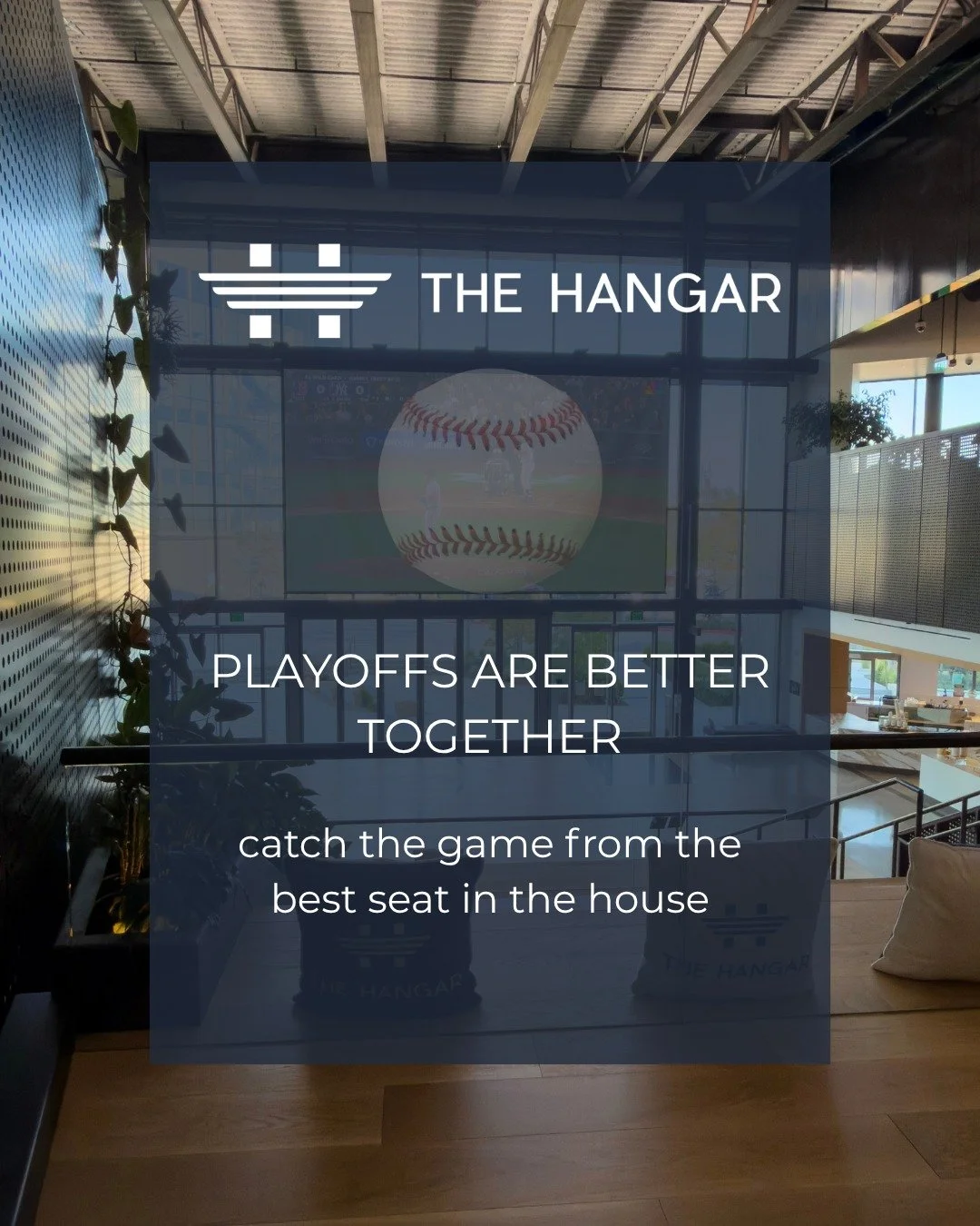 Take us out to the playoffs. ⚾ Find a seat and catch postseason baseball at The Hangar.