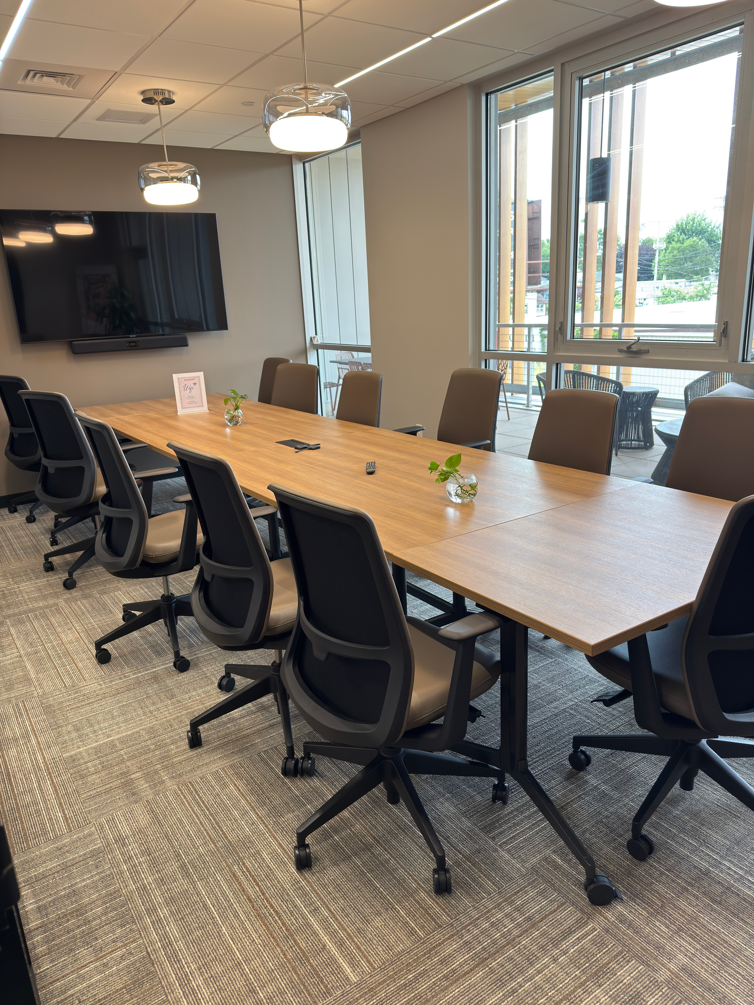 HUB07 Conference Room setup in a board room style