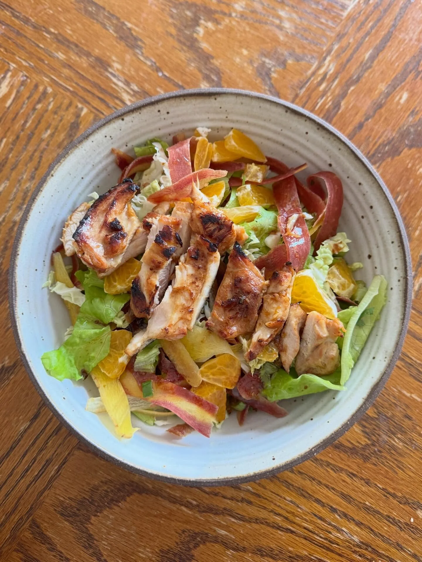 My Super Bowl. @nytcooking Chinese chicken salad in a matte white/chocolate large bowl. #pottery #ceramics