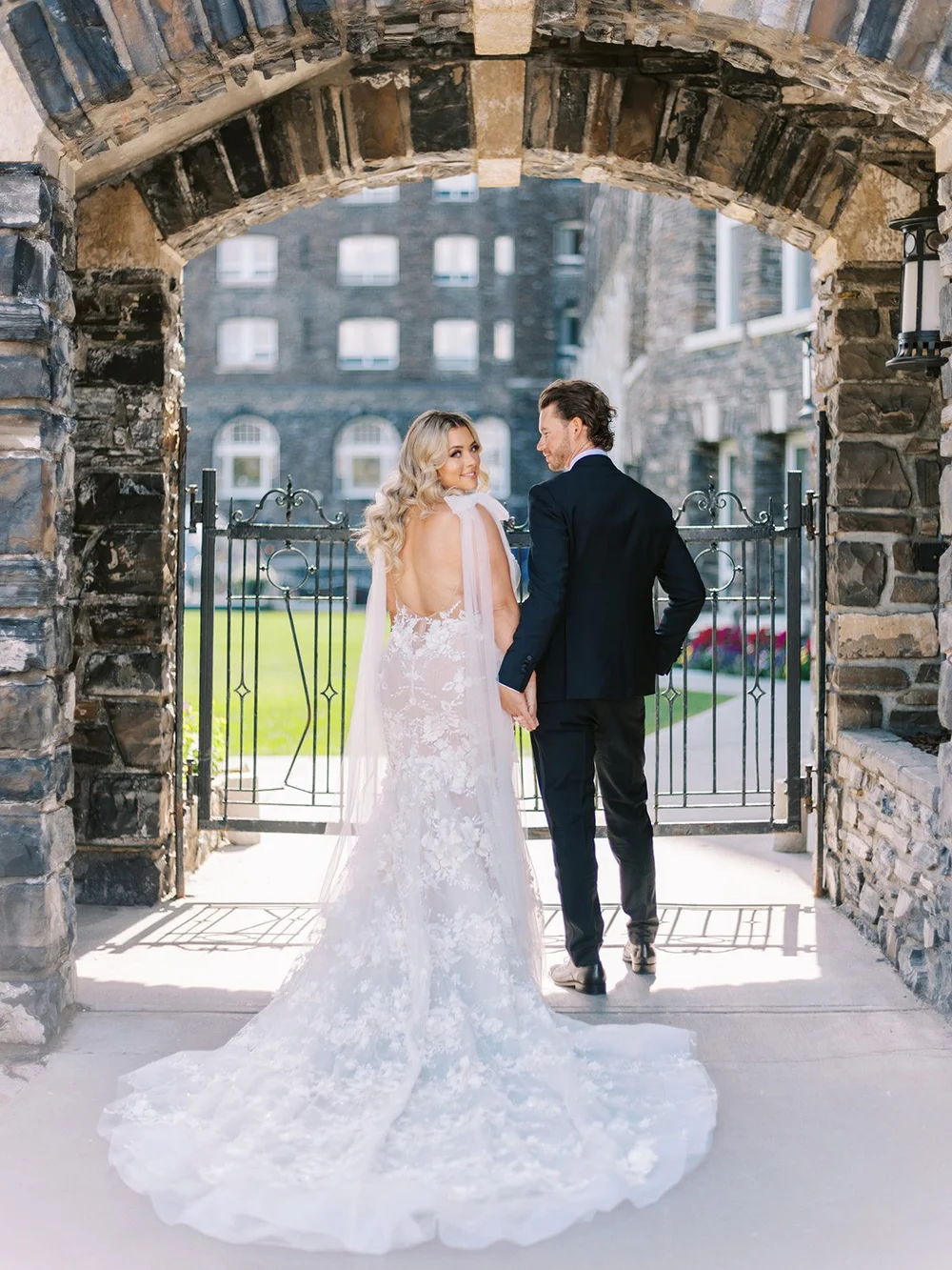 bride and groom portraits fairmont Banff wedding photographer