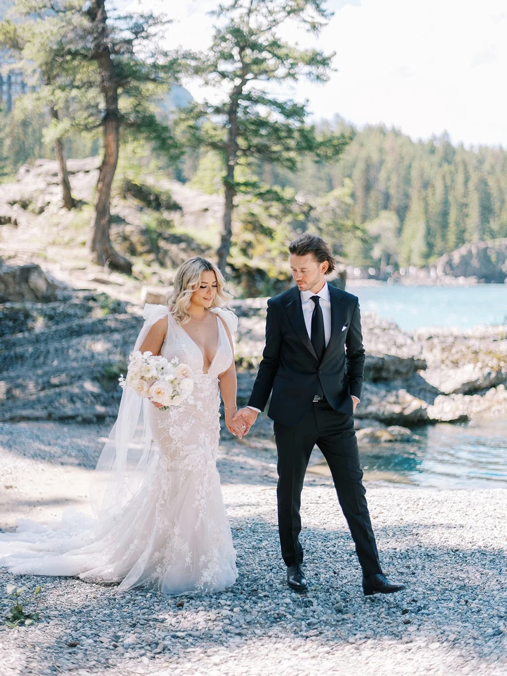 bride and groom portraits fairmont Banff wedding photographer
