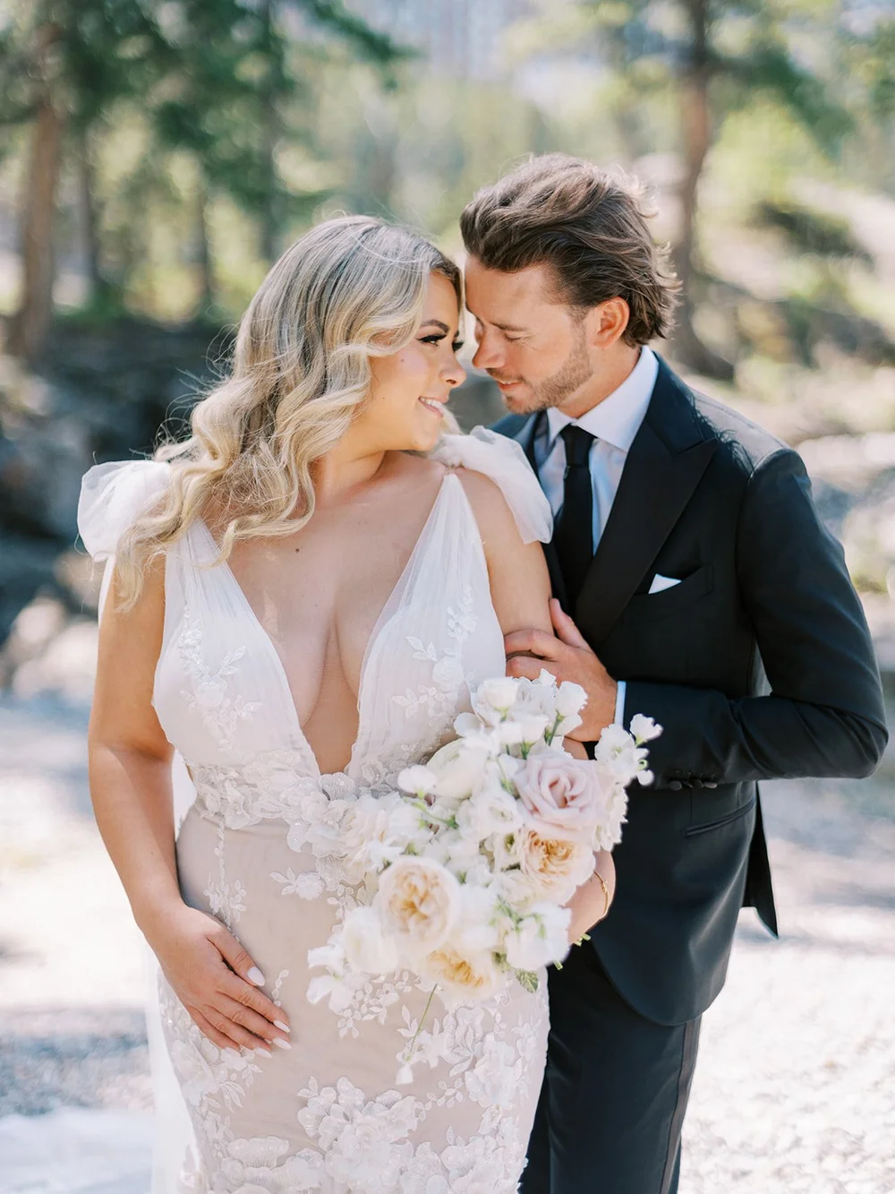 bride and groom wedding portraits in Banff