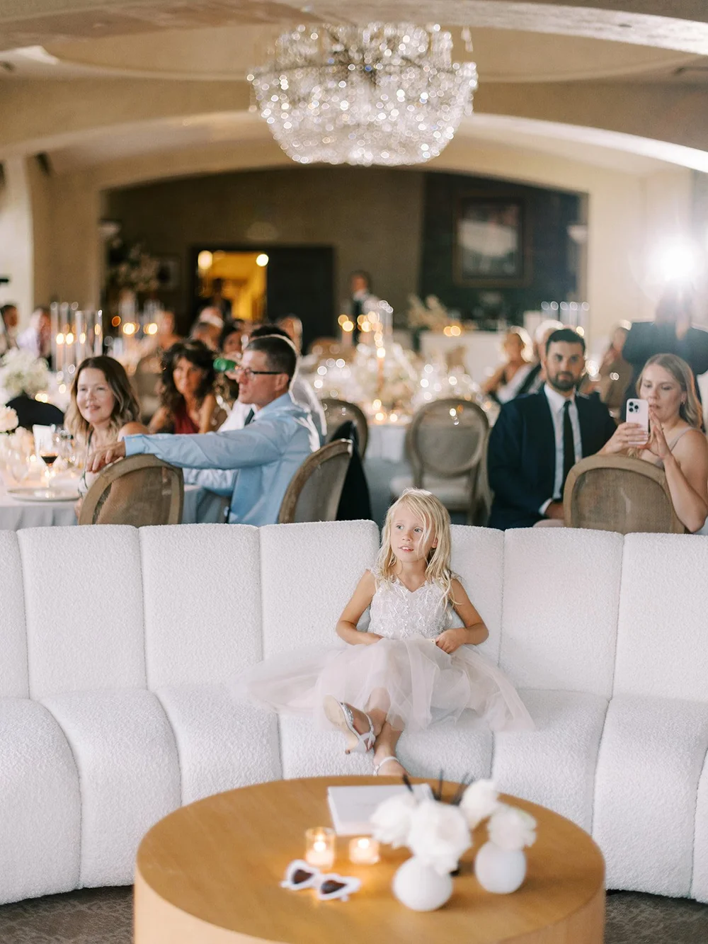 flower girl on lounge furniture in Ivor Petrak in Banff Springs