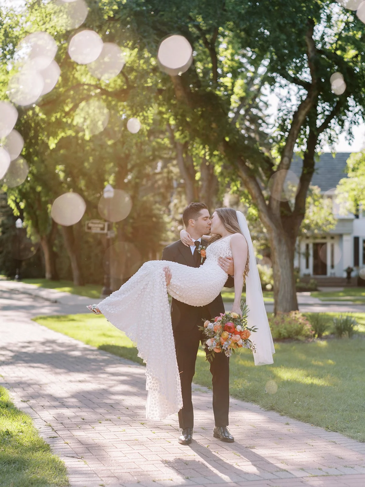 bride and groom photo at alexander circle in edmonton