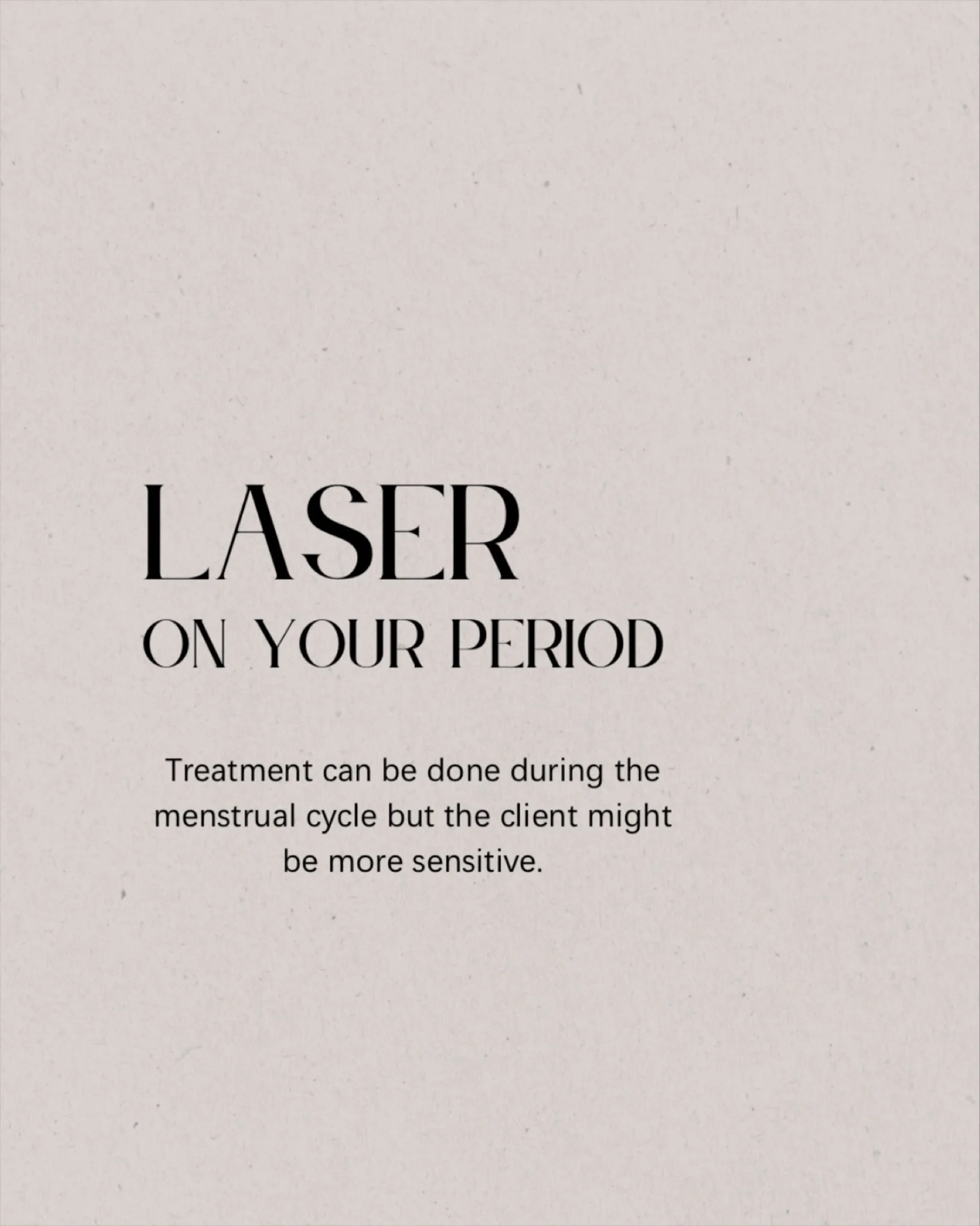 Ever wonder why laser feels a little spicier during your period? 🔥🩸
You&rsquo;re not being dramatic &mdash; it&rsquo;s science.

During your cycle, estrogen levels dip, which lowers your pain threshold and makes nerve endings more sensitive. Add in