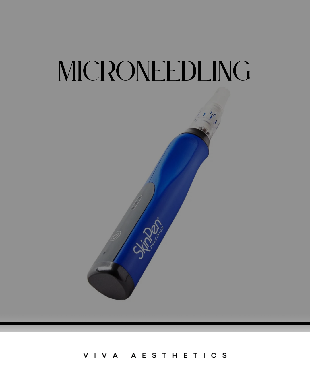 SkinPen logo with white text on dark blue background.
