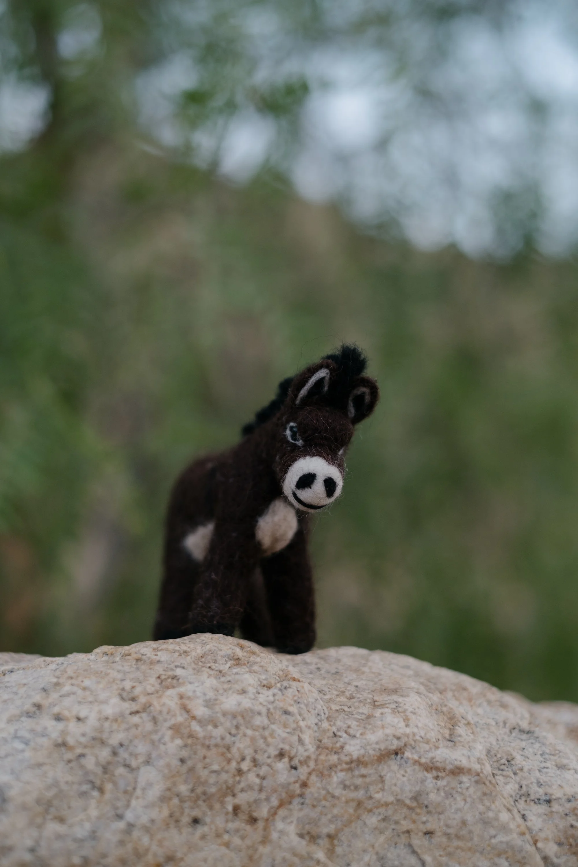 Felted Wool Donkey - Ghost Rider