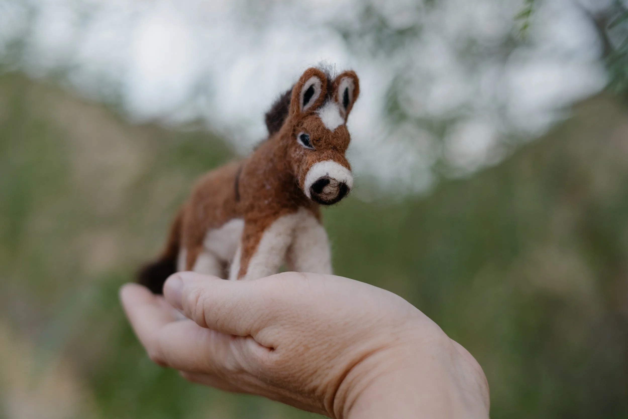 Felted Wool Donkey - Red Wing