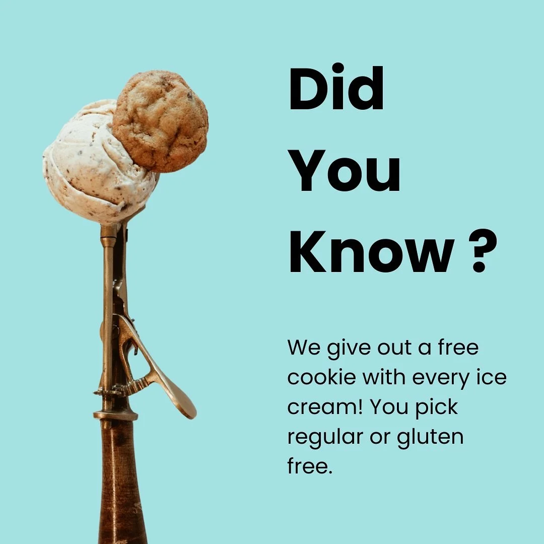 It&rsquo;s true! You get a mini cookie with your ice cream! We make both a regular and gluten-free version in house. We make both types with @strausmilk browned butter and @guittard chocolate chips. 🍪🍪🍪