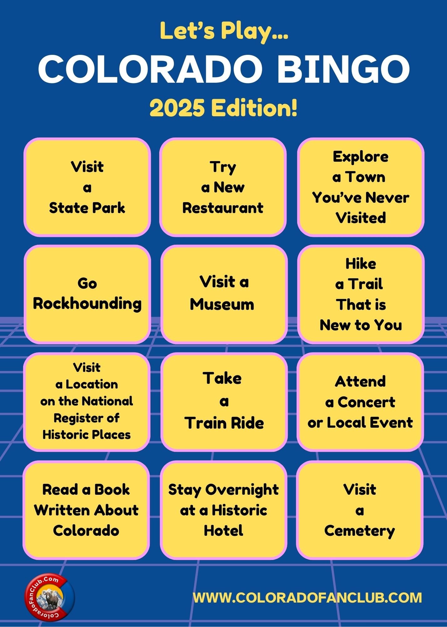 2025 Colorado Bingo Card