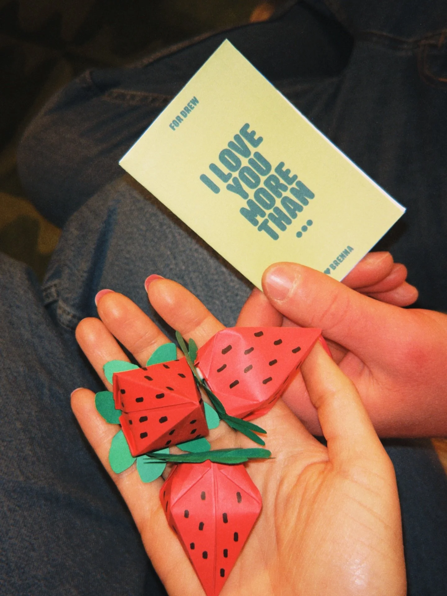 This year for Valentine&rsquo;s Day, Drew and I decided to make each other gifts. 🩷 I thought my zine about everything I love him more than was pretty good, but his paper strawberries STOLE THE SHOW. 🍓 I mean the presentation 10/10. The execution 1