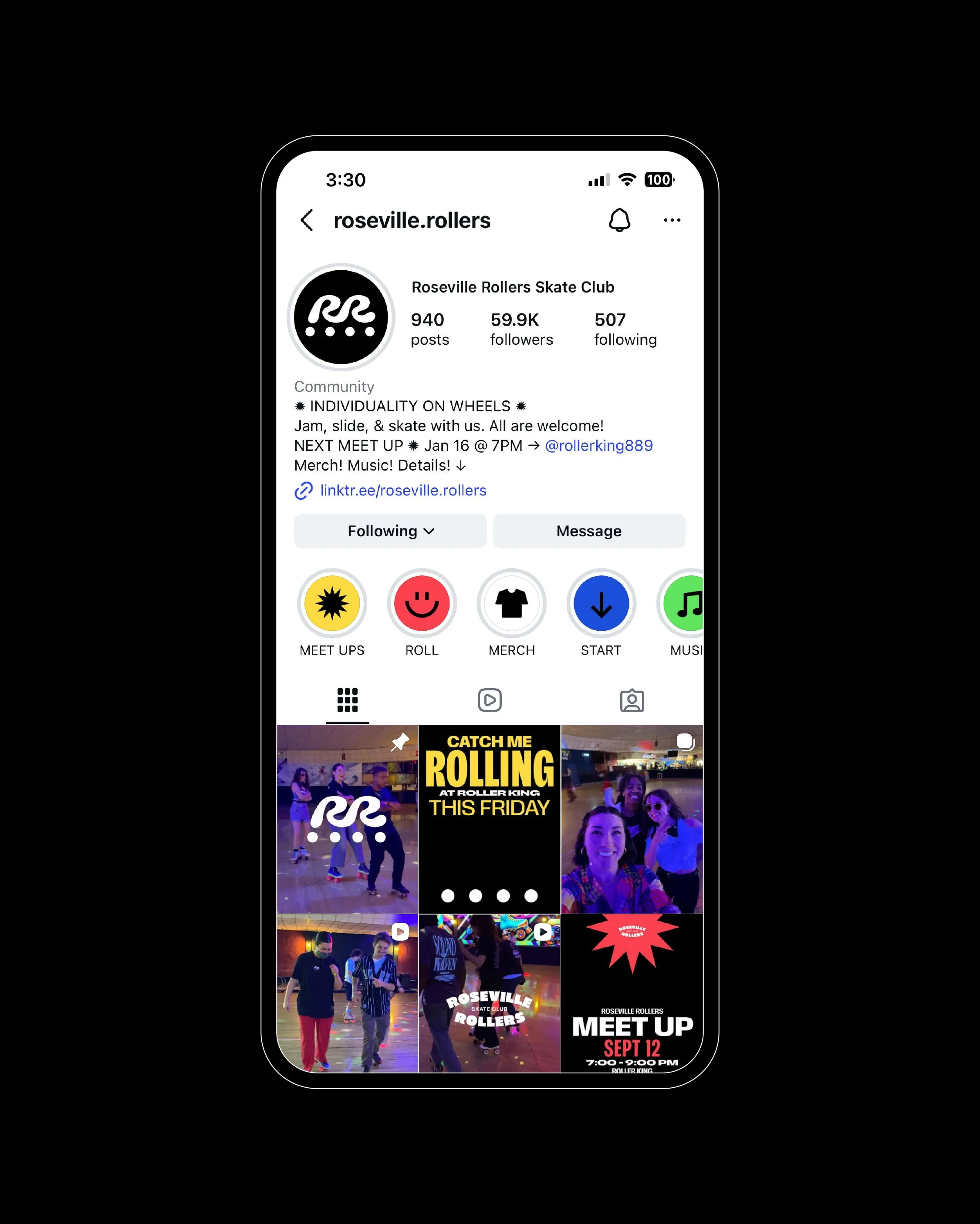 Roseville Rollers Skate Club social media profile