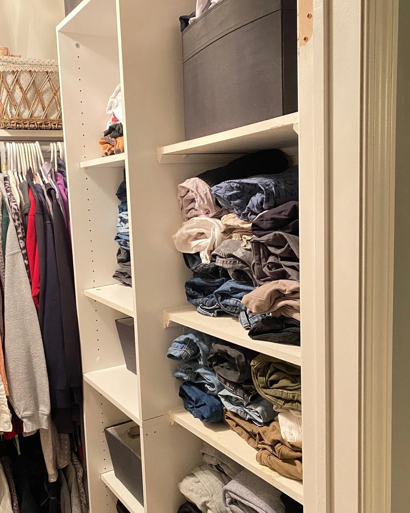 Took about 4 hrs to transform this closet into a tidy, more accessible space and made room for more clothes. Swipe left to see the before pictures