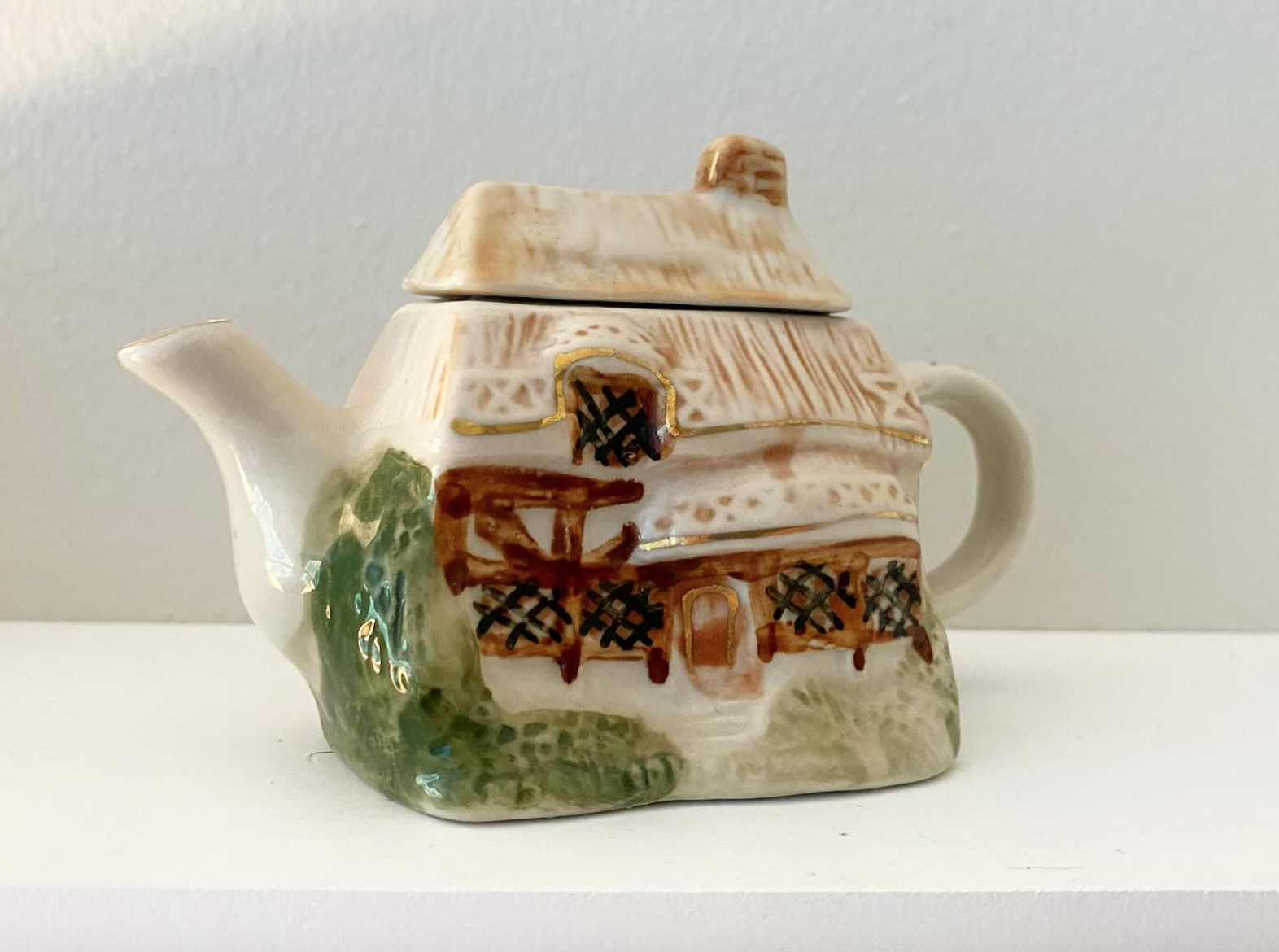 Miniature Cottage Ceramic Teapot